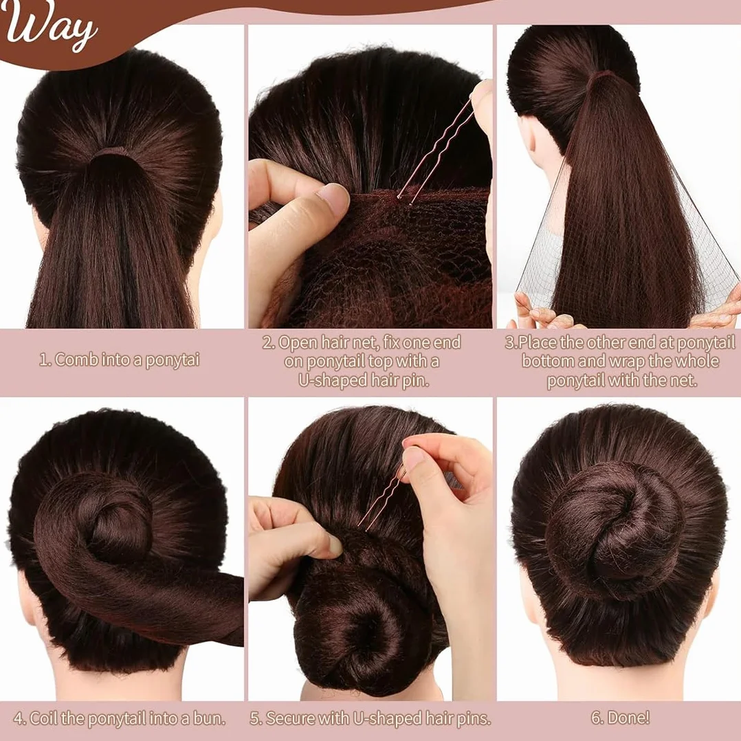 Retine Invisibili per Chignon, 20 Retine con 40 Forcine, Capelli Elasticizzati, Marrone