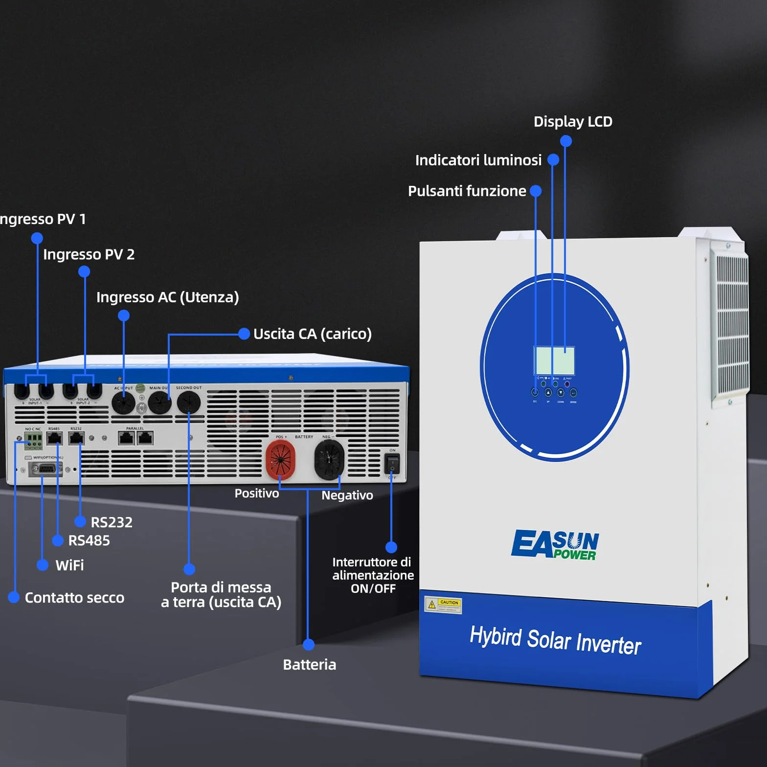 POWLAND 11KW Inverter ibrido 48V, 2 ingressi FV, funziona senza batteria, inverter off-grid a onda sinusoidale pura, FV 60-500VDC, per batterie al piombo e al litio 48V, con modulo WiFi (SMG 11KP)