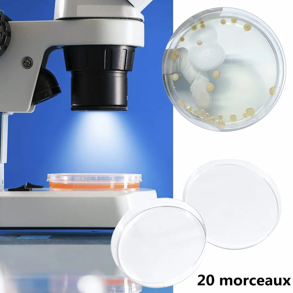 Latrat 20 pz Dishes Petri, Scatole Di Petri In Plastica Sterile, Scatola Sterile con Coperchi per Laboratorio Cellulare Cultura Tessuto, 90 mm