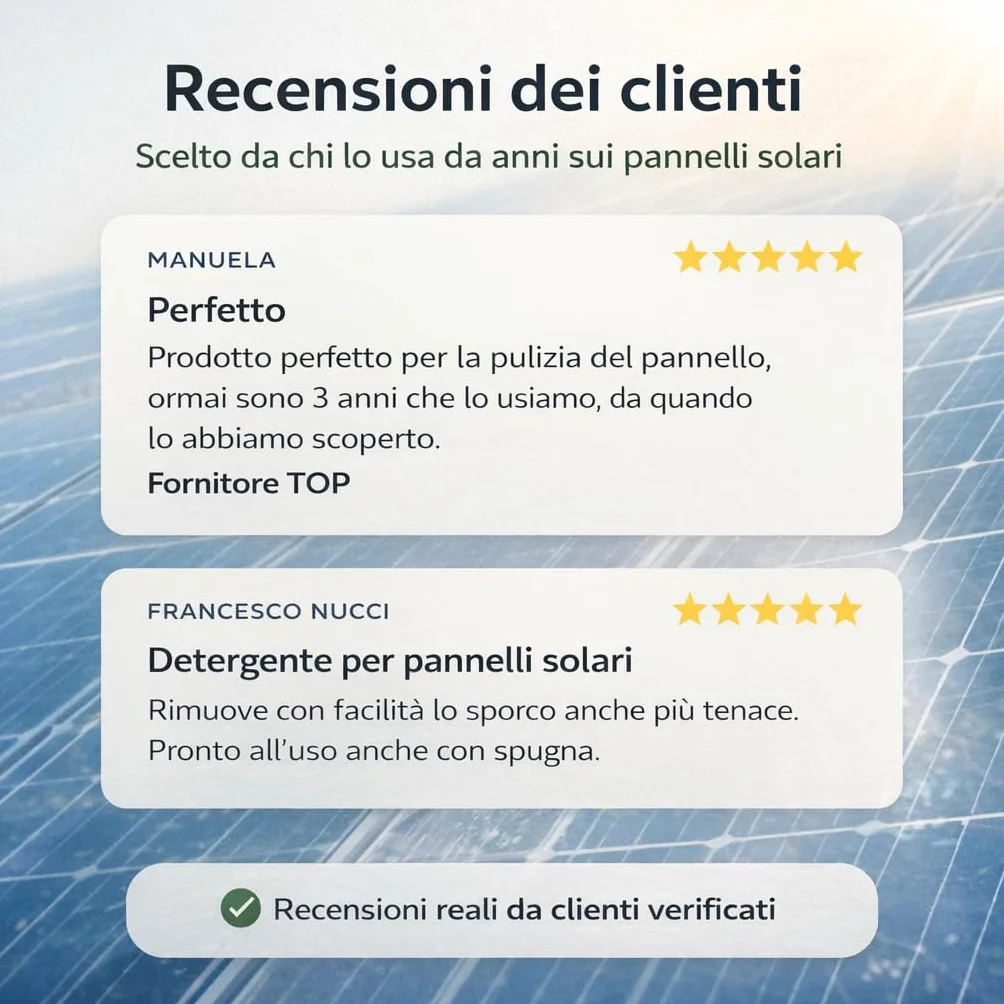 PIP Eco Detergente Concentrato Pannelli Fotovoltaici 1L - Pulizia Pannelli Solari Vegetale Ecologica Antistatica