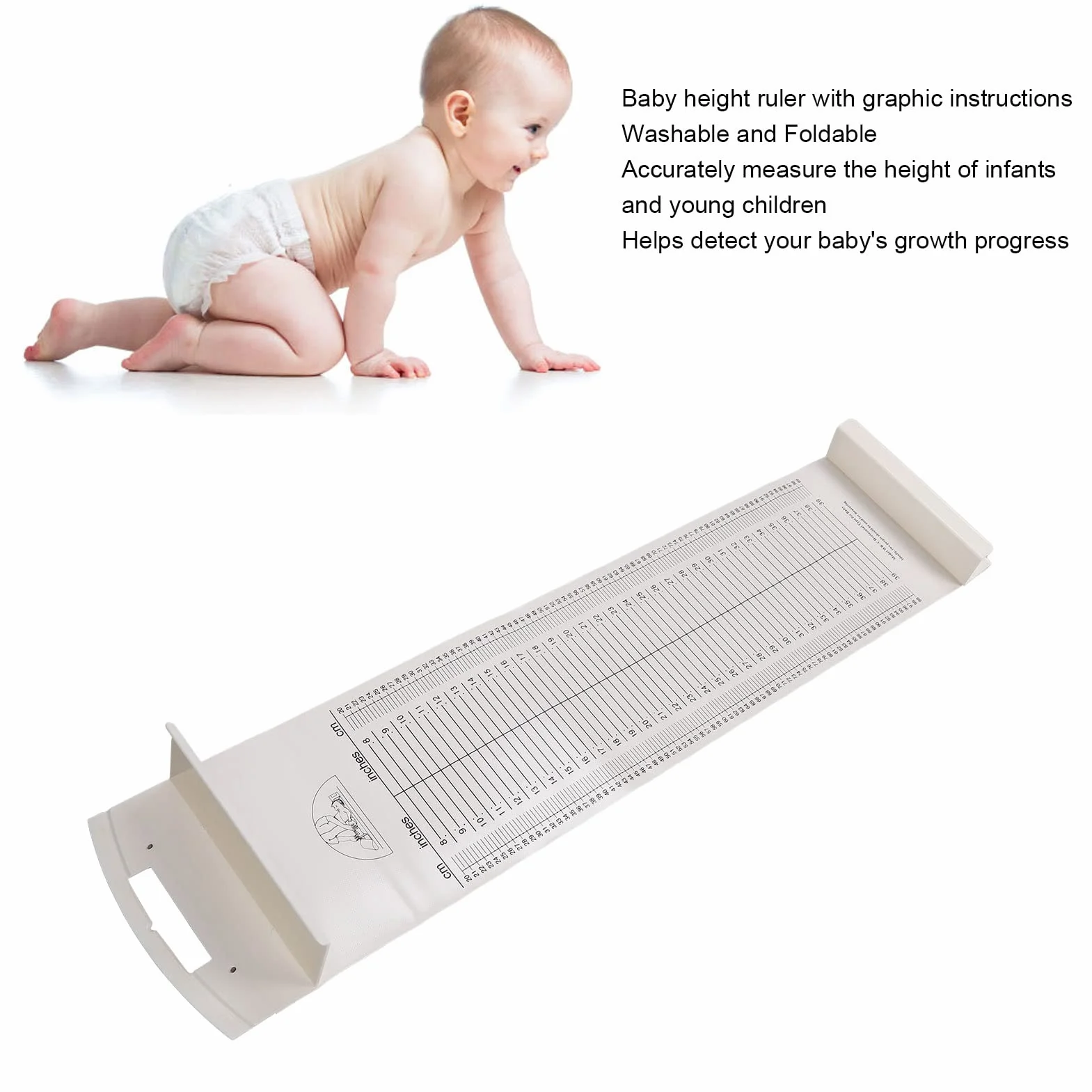 Infantometro righello altezza impermeabile pieghevole PVC neonati diagrammi crescita testiera fissa piede scorrevole