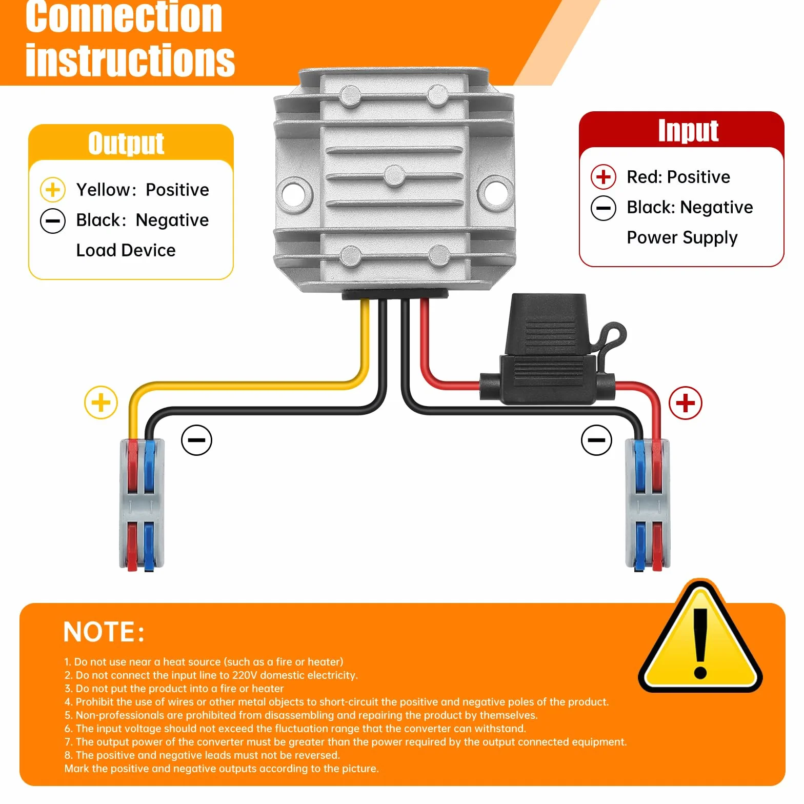 DC 24V a 12V 10A 120W Power Converter, 24V a 12V DC/DC Buck Regulator con morsettiera, sicuro, impermeabile, protezione da cortocircuito e sovracorrente per auto, strumentazione e molto