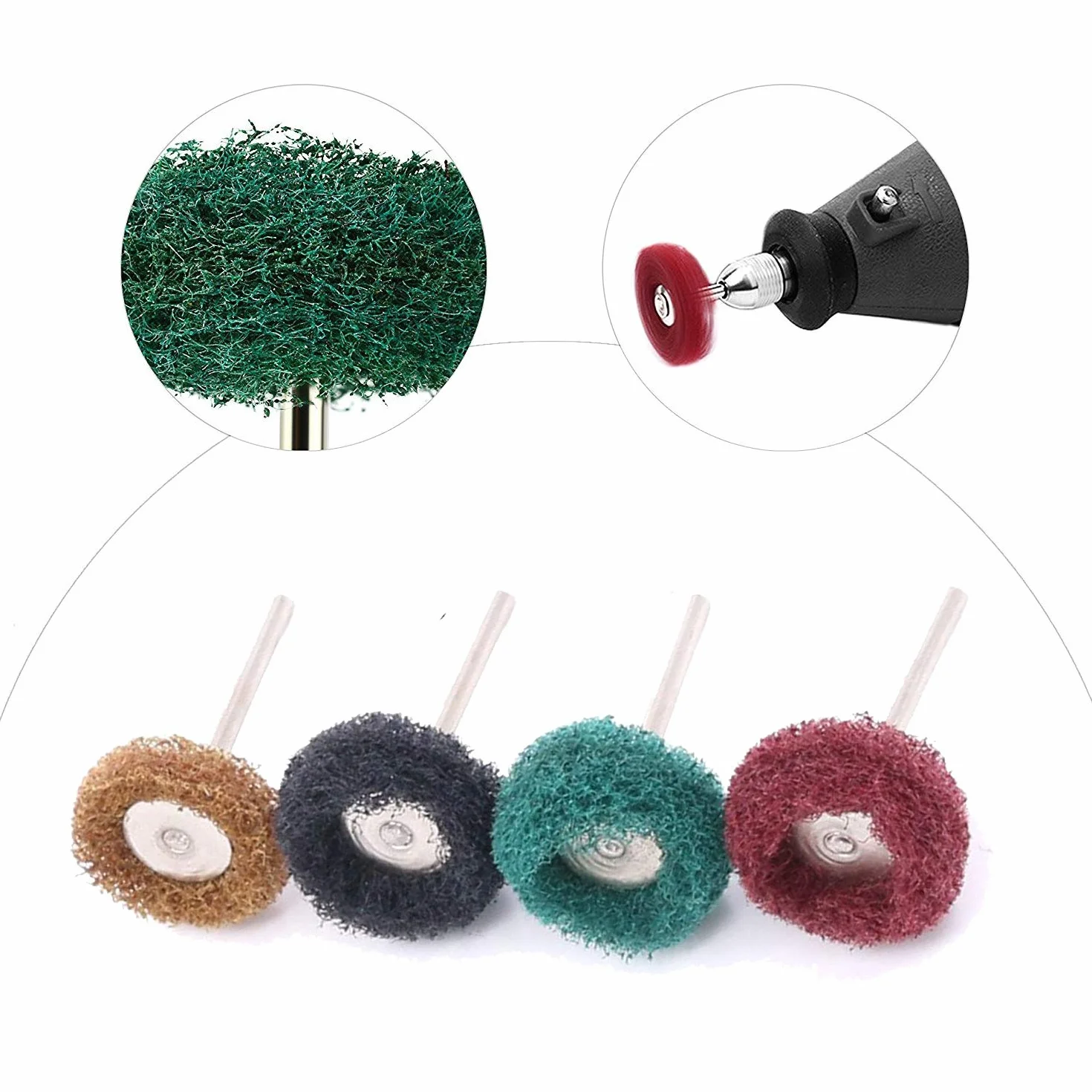Set 40 ruote abrasive 25 mm lucidatura utensili rotanti Dremel gambo 3 mm