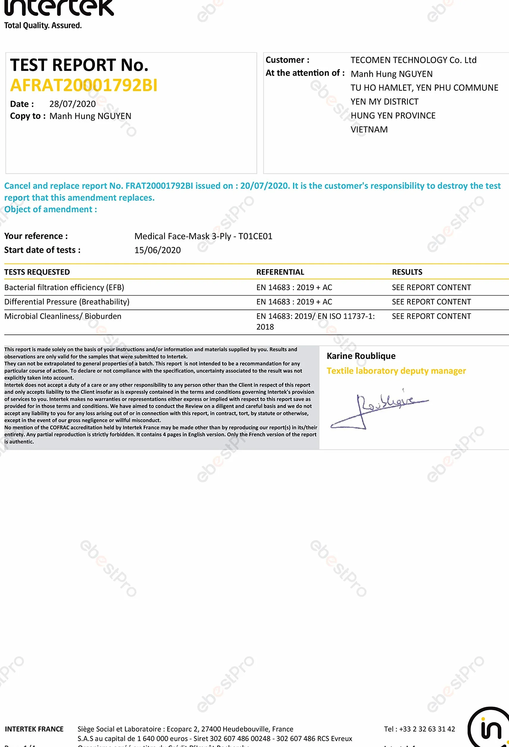 Mascherine Chirurgiche TIPO I MEDICO 3 STRATI BFE ≥95% CE EN 14683 2019 pacco 50