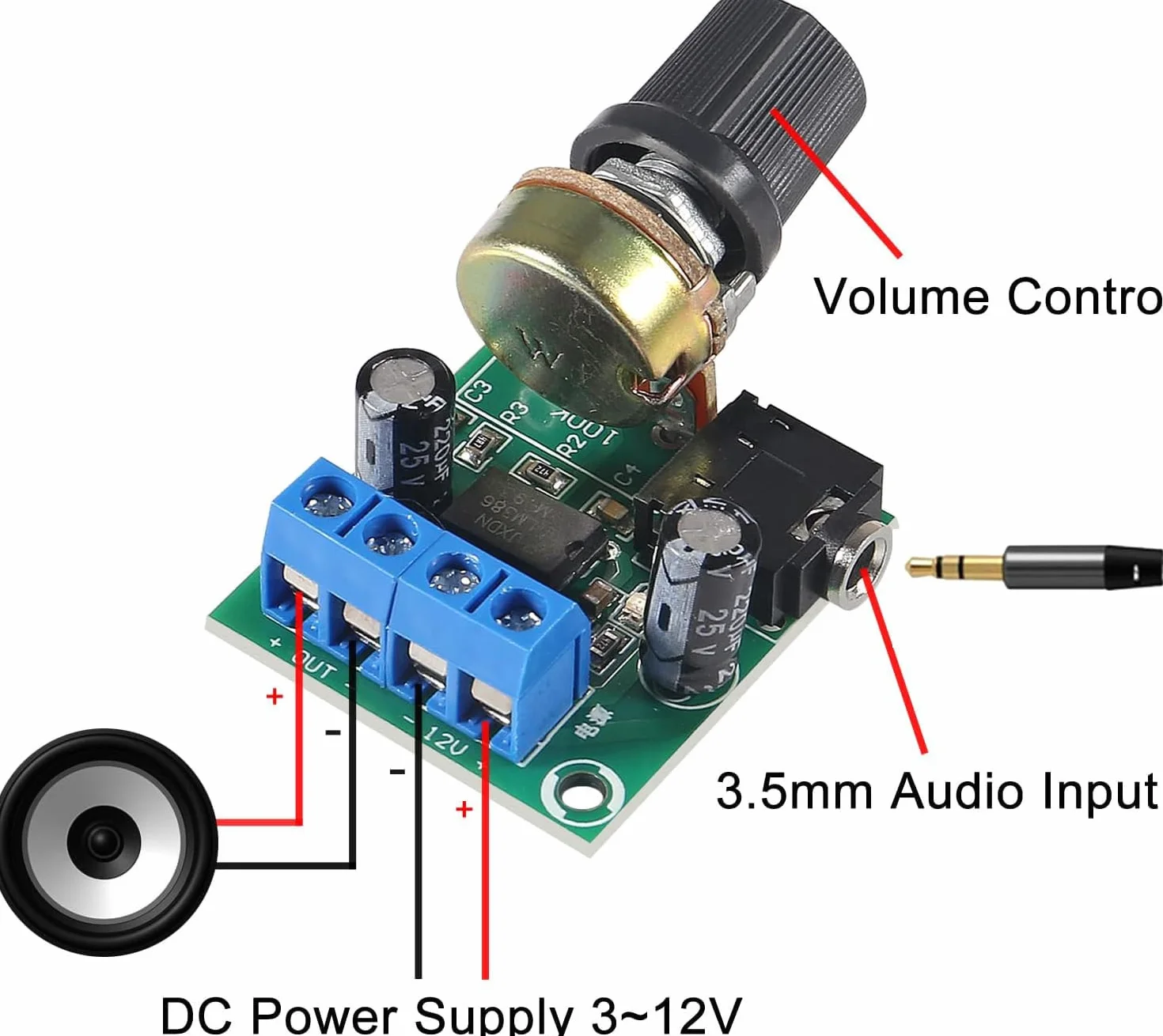 2 pezzi Modulo Amplificatore Digitale LM386,10W LM386 modulo Amplificatore Audio DC 3V-12V Scheda Amplificatore