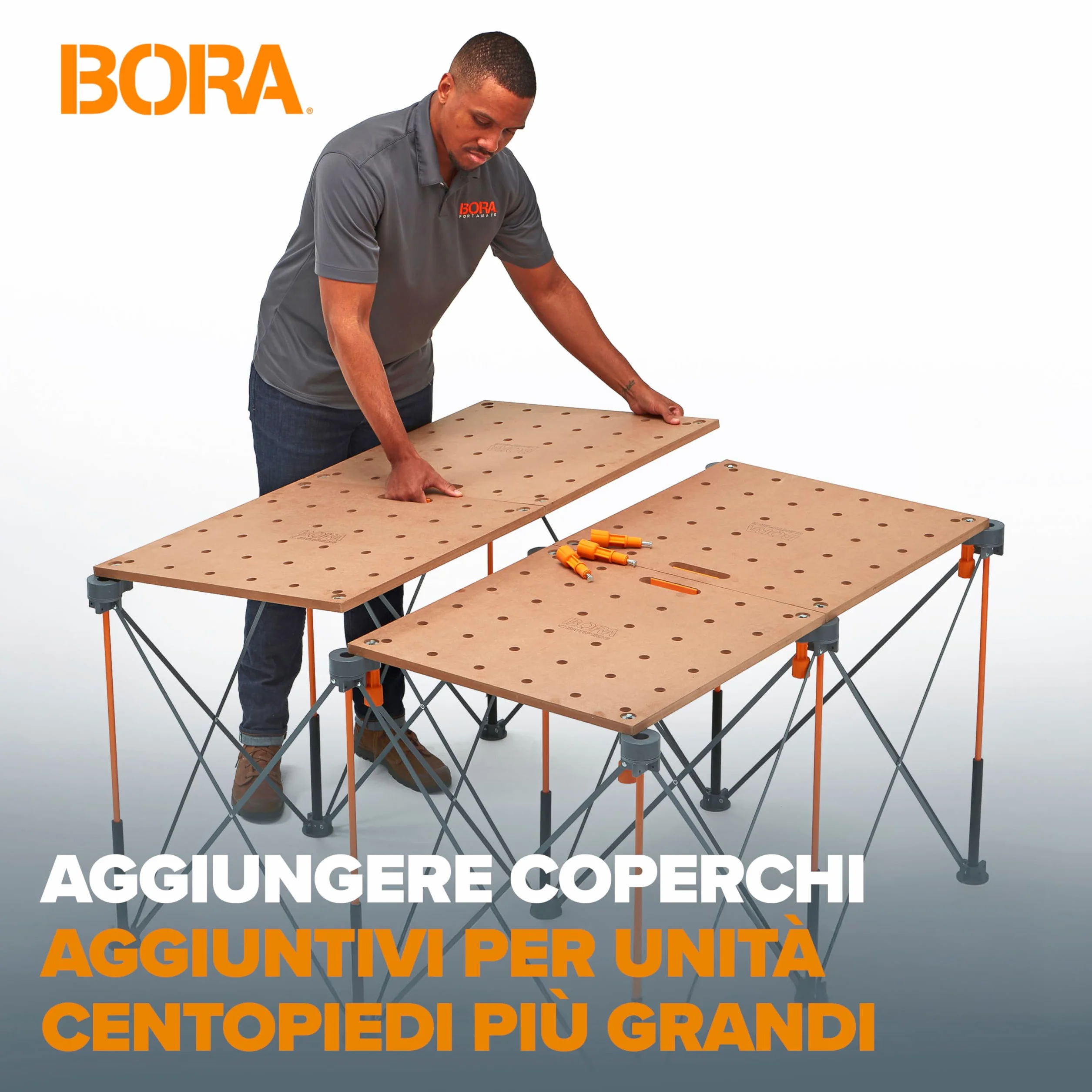 Bora Centipede CK22TM Piano da Lavoro Portatile 610x1200mm – Fori 20mm, 907kg, 6 Maniglie Rapide
