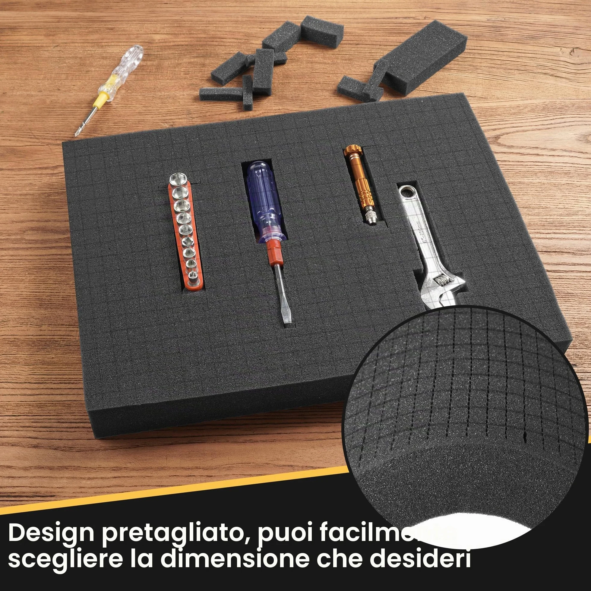Gommapiuma a Griglia 400 x 300 x 50 mm 4 Pezzi per Valigetta Attrezzi e Fotocamera