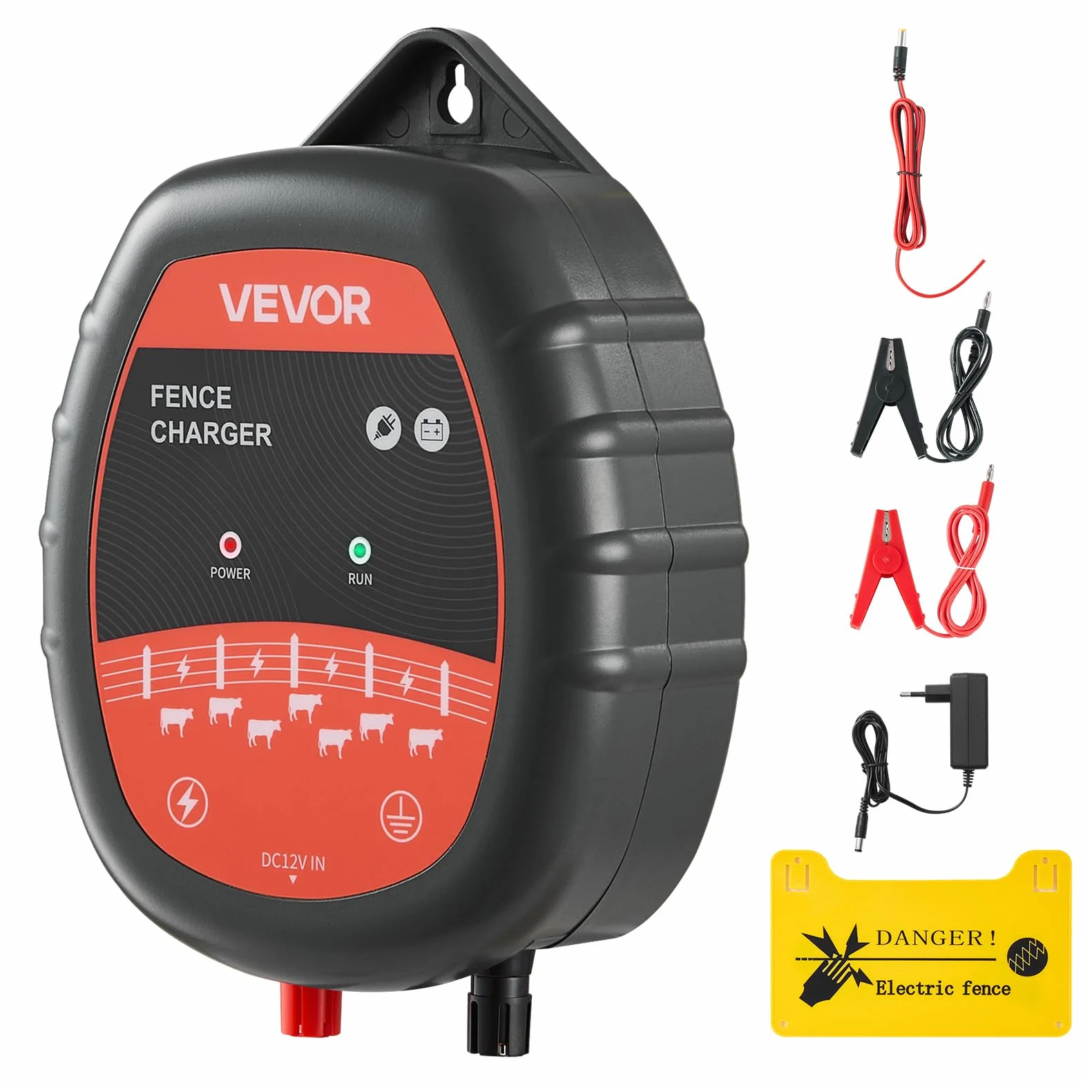 VEVOR Caricabatterie per Recinzioni Elettriche, 10 kV 1 J Elettrificatore per Recinzioni Elettriche AC/DC con Indicatore LED, Impedisce l'Intrusione di Animali Selvatici per Pollame da Allevamento