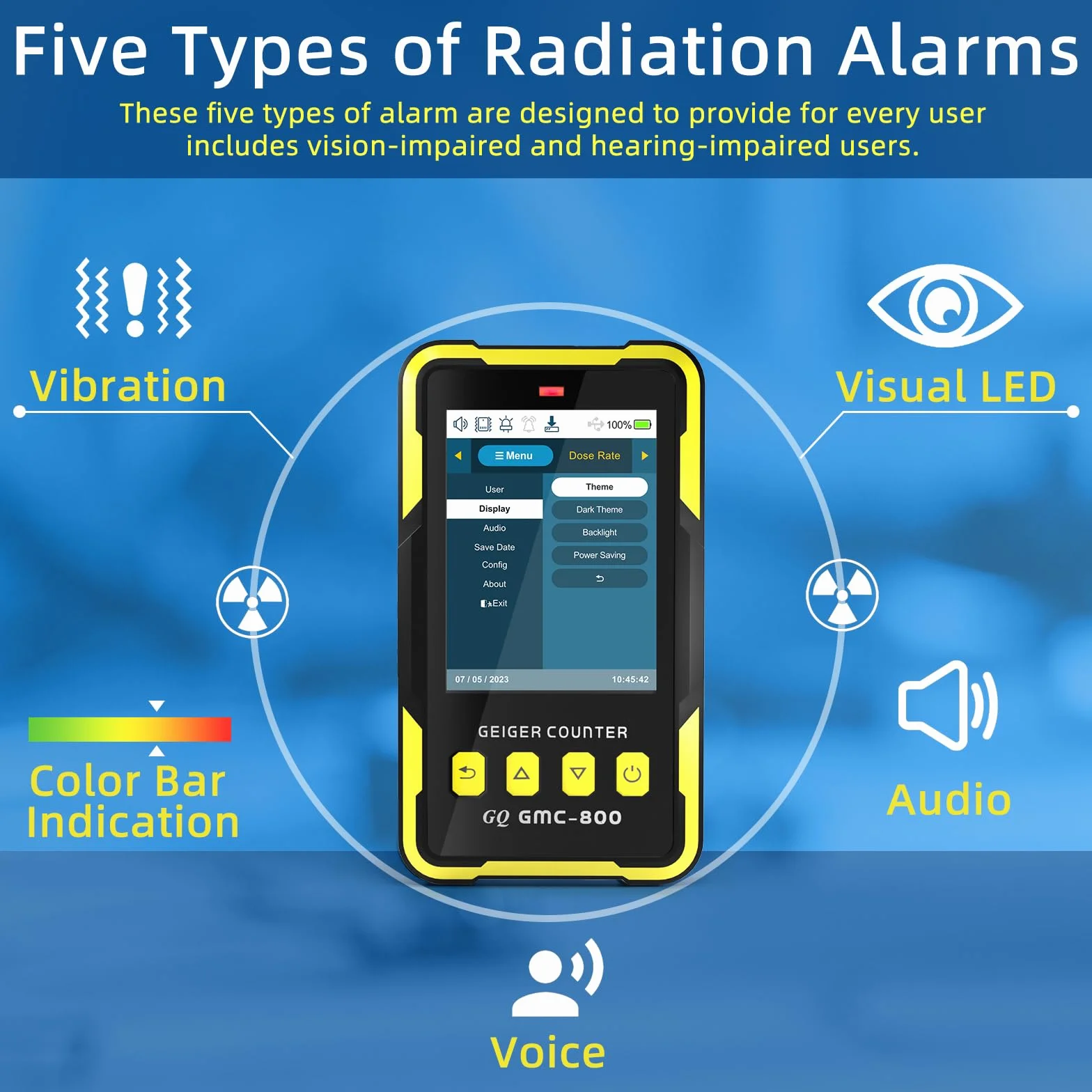 GQ GMC-800 Rilevatore di Radiazioni Nucleari Dosimetro Contatore Geiger Beta Gamma X-ray