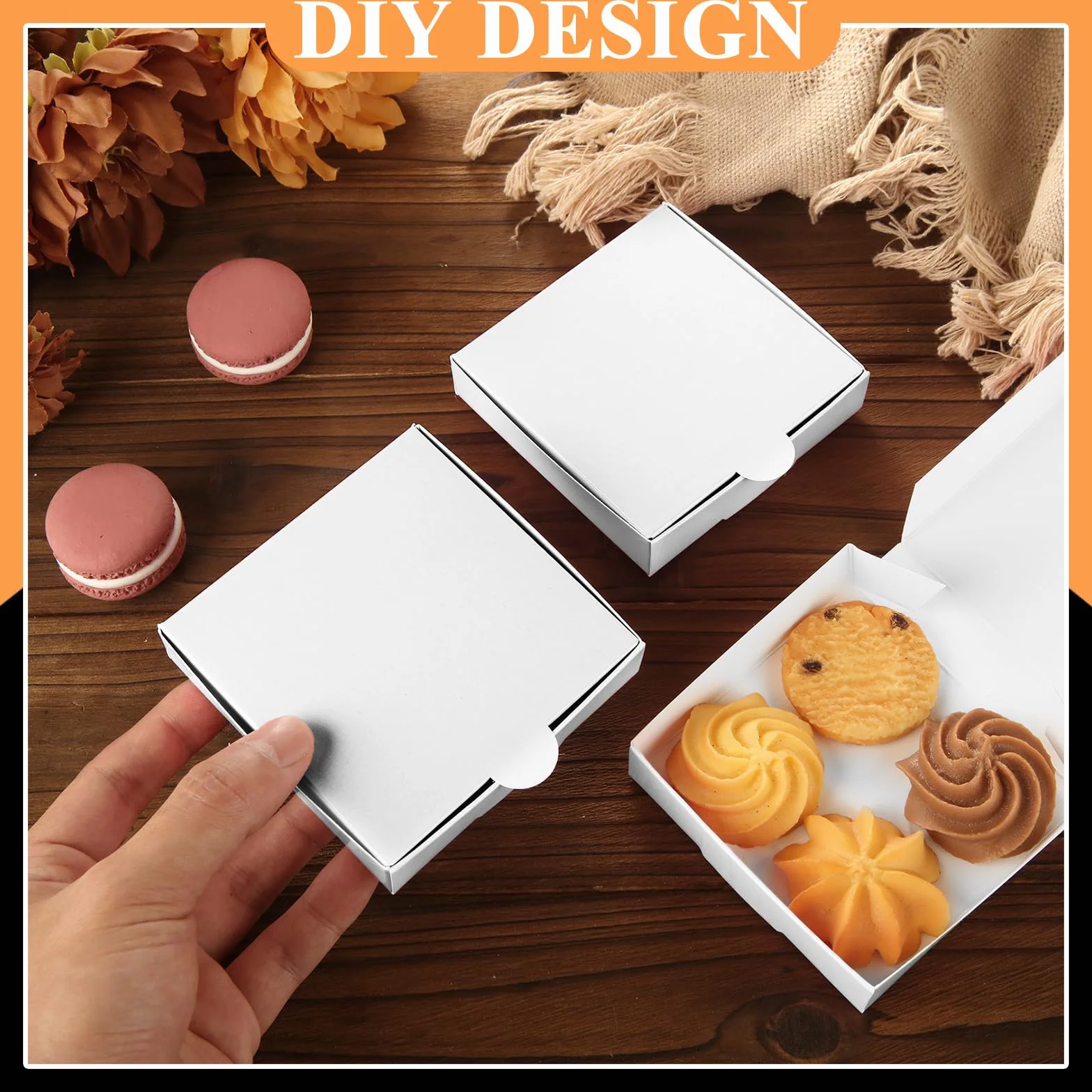 Scatole per Pizza 100 Mini 3,5x3,5 cm Quadrate Cartone Bianco