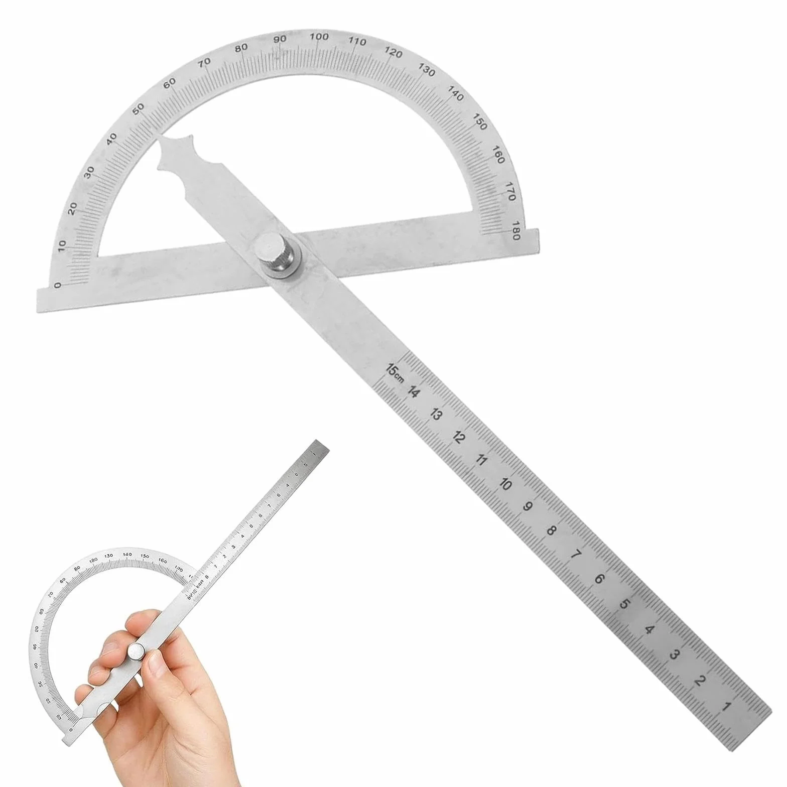 Goniometro Digitale 180° Acciaio Inox con Vite di Bloccaggio Regolabile per Falegnameria