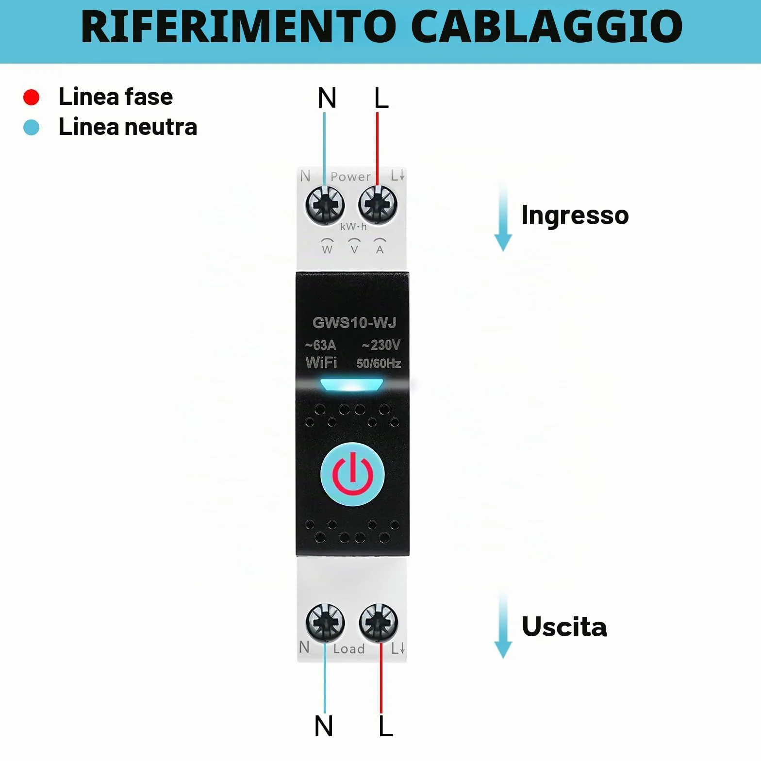 Interruttore Smart WIFI 63A Tuya interruttore Intelligente wifi controllo vocale 5 Modalità di Temporizzazione AC 230V smart switch monitoraggio energetico Compatibile con Alexa/Google Home GWS10-WJ
