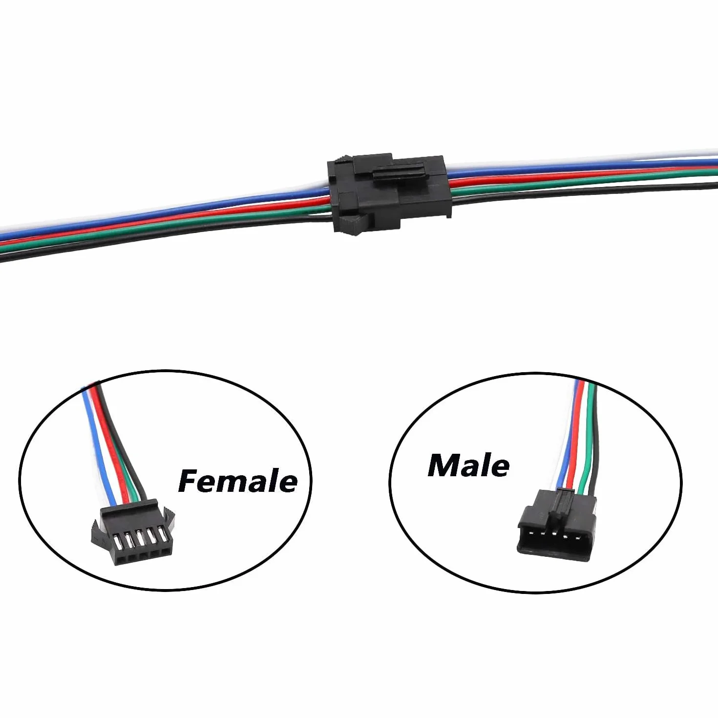 HUAZIZ 20 Pairs 15 cm JST SM 5-Pin Plug Maschio a Femmina Cavo EL Cavo Adattatore, 22 AWG JST 5-Pin Adattatore Micro Elettrico Spina Connettore Maschio e Femmina