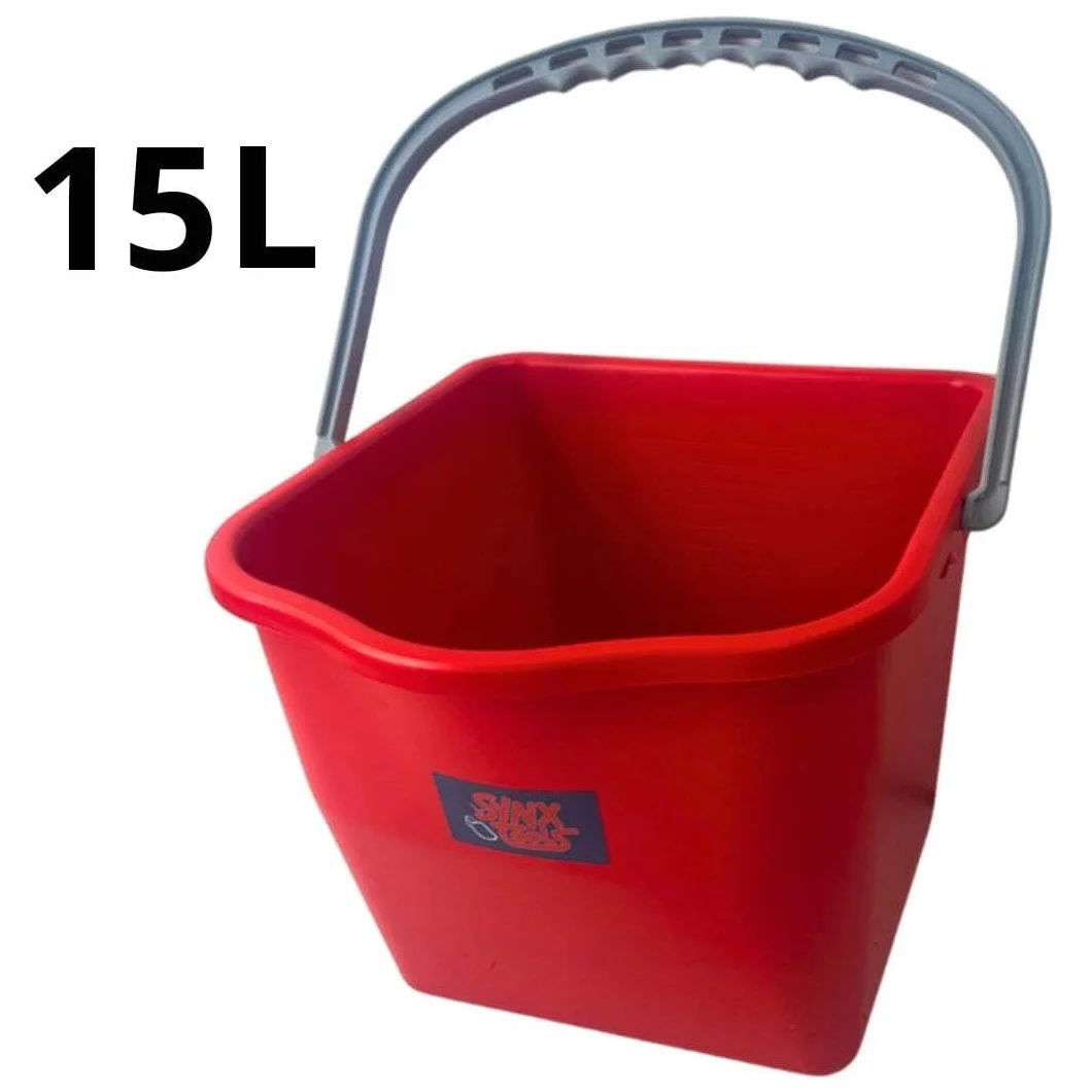 Secchio per mocio e carrello da lavoro rosso 15 litri -pulizia