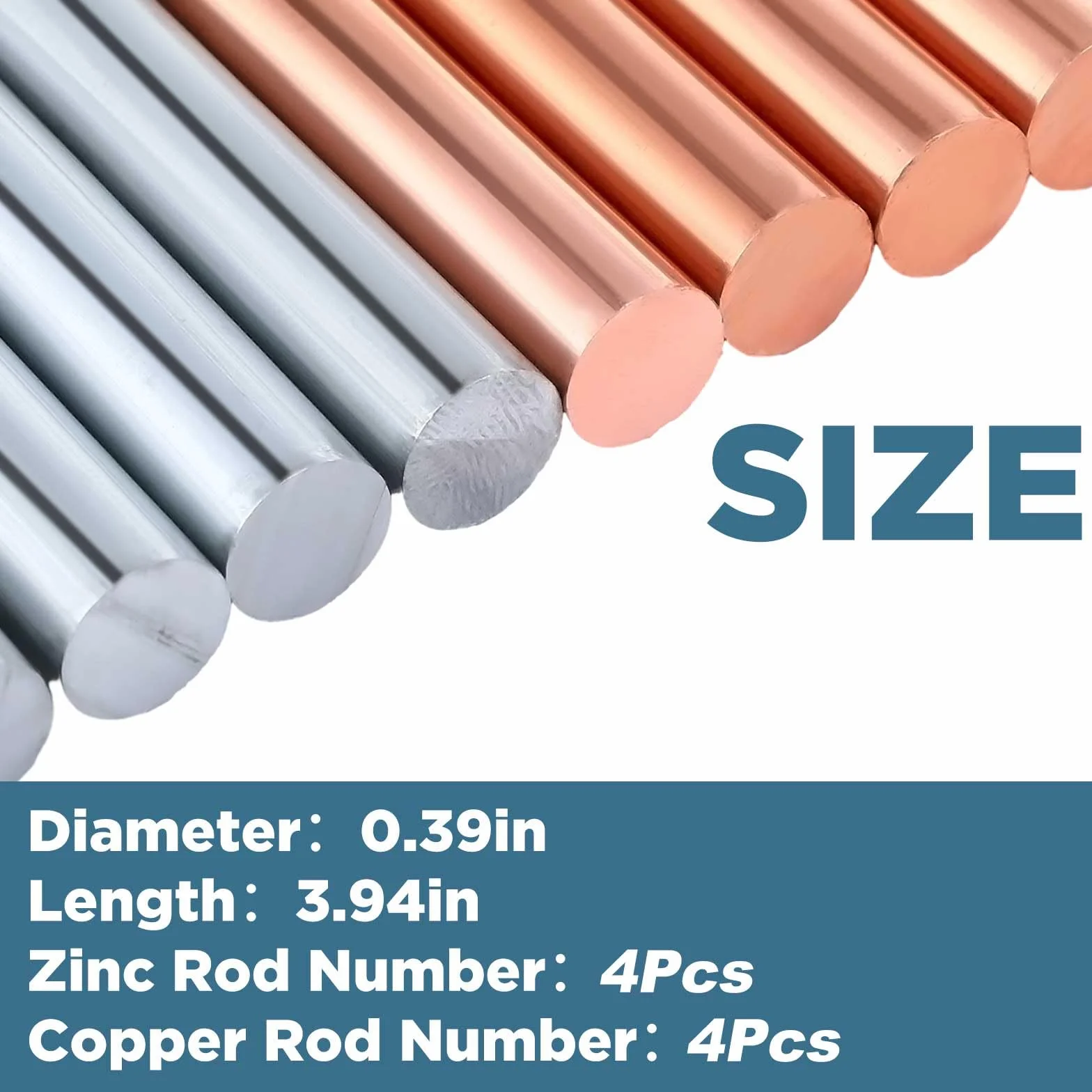 Yaocom 8 aste di zinco in rame puro al 99,995% di elevata purezza barra di zinco in rame massiccio 9,94 x 0,39 pollici per scuola esperimenti scientifici ricerca metallo fai da te artigianato hobby