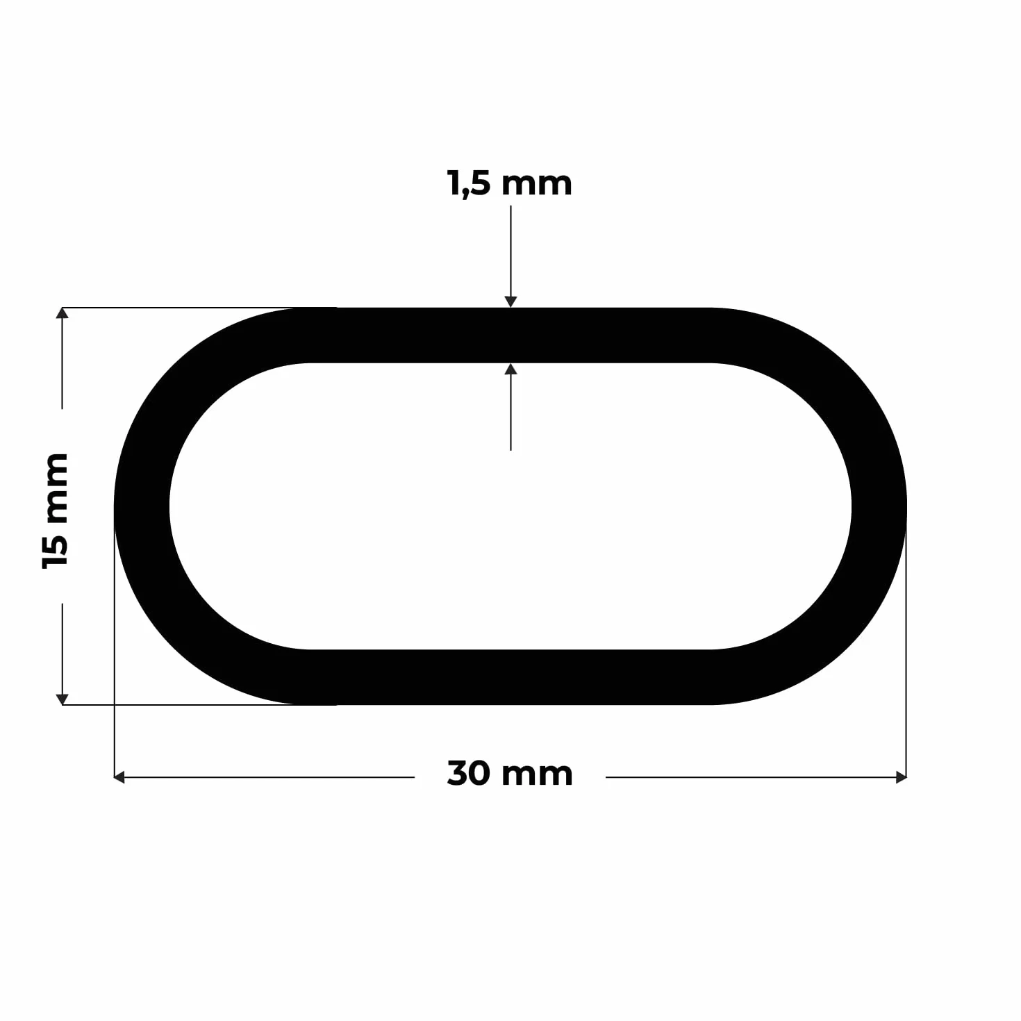 Tubo Barra ovale in ferro 30x15 mm spessore 1,5 mm asta appendiabiti da interno armadio 1 mt Made in Italy