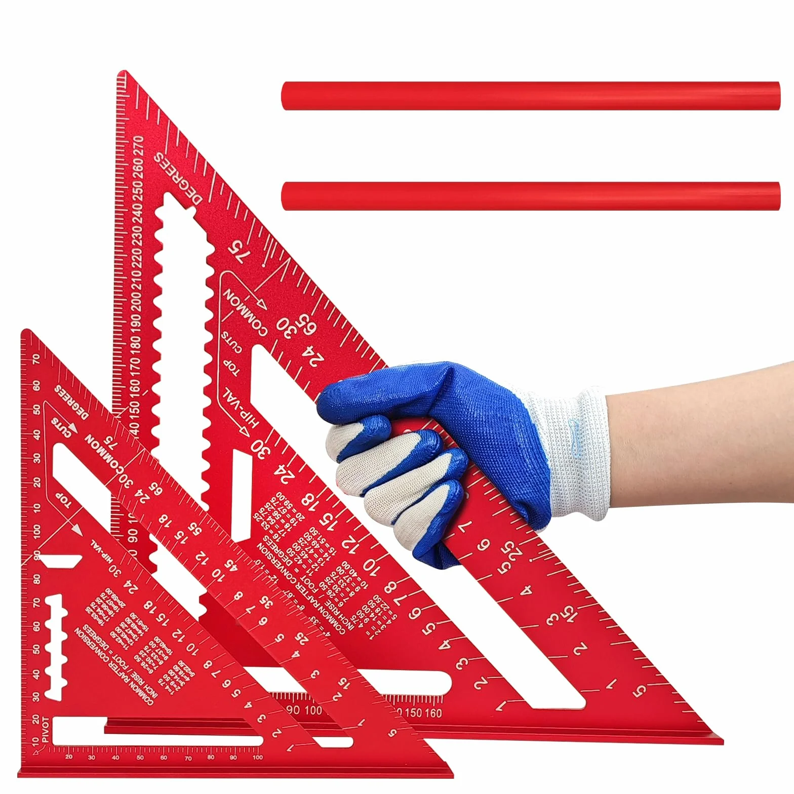 Squadra da carpentiere in metallo 2 pezzi 180 mm 300 mm 7"-12" per angoli retti 45° 90° con perno piatto