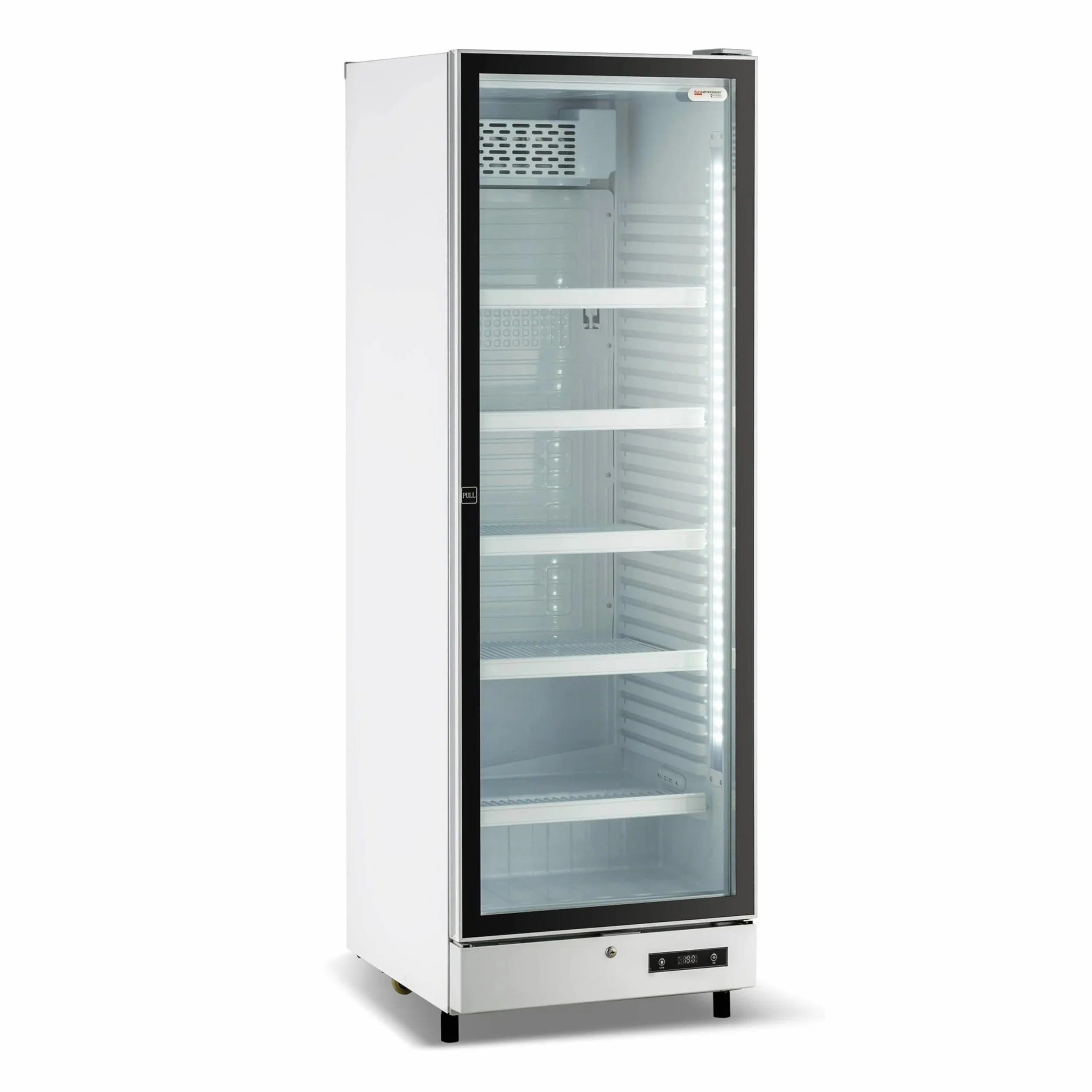 Ristoattrezzature - Frigorifero per Bevande - 1 Anta in Vetro - Vetrina Frigo Verticale per Bibite 65x65x179,5 cm - Illuminazione Led e Serratura - 0 +10 °C - Bianca - 450 Litri