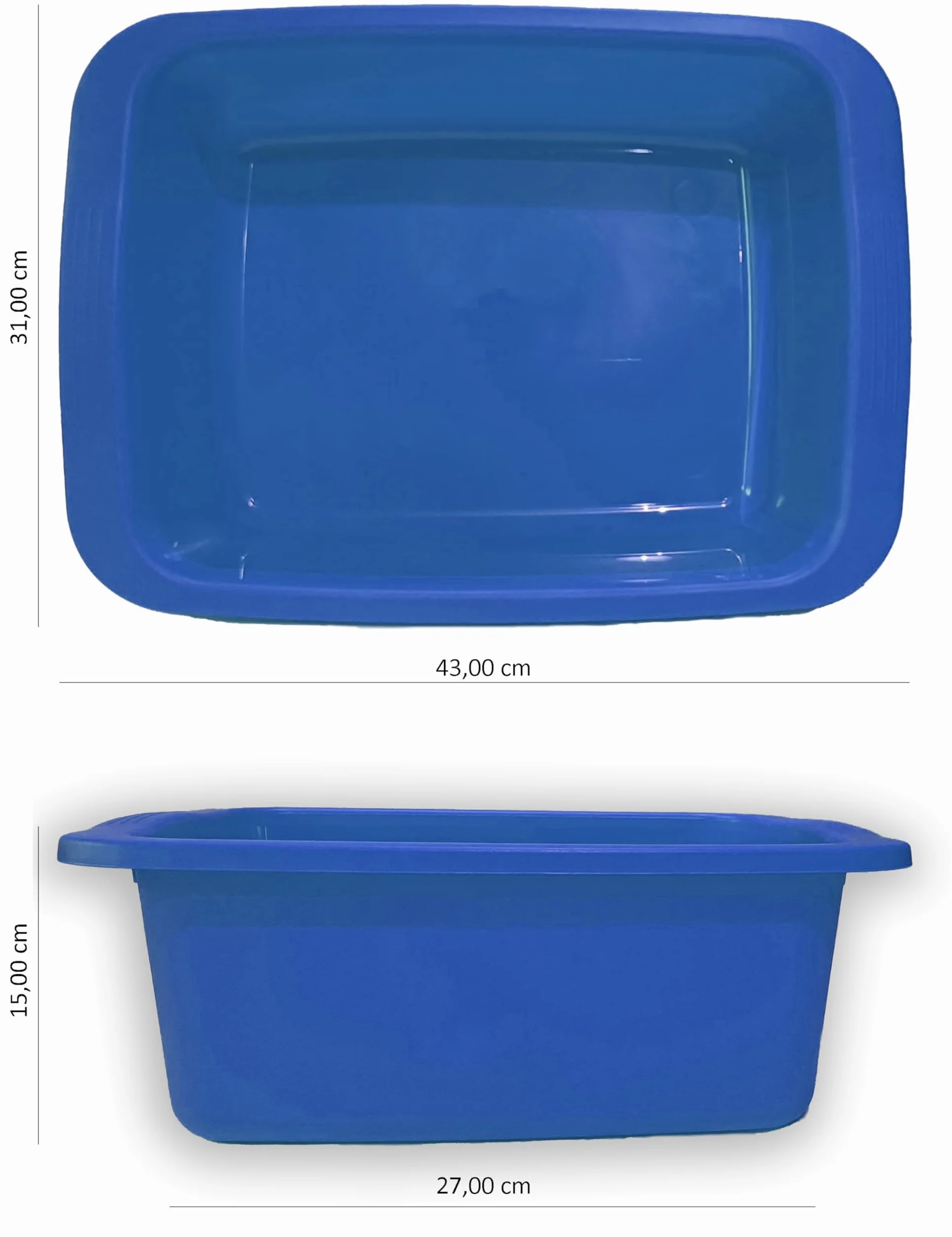 Macchiavelli catino rettangolare blu 10L plastica 42x31x15,5 cm