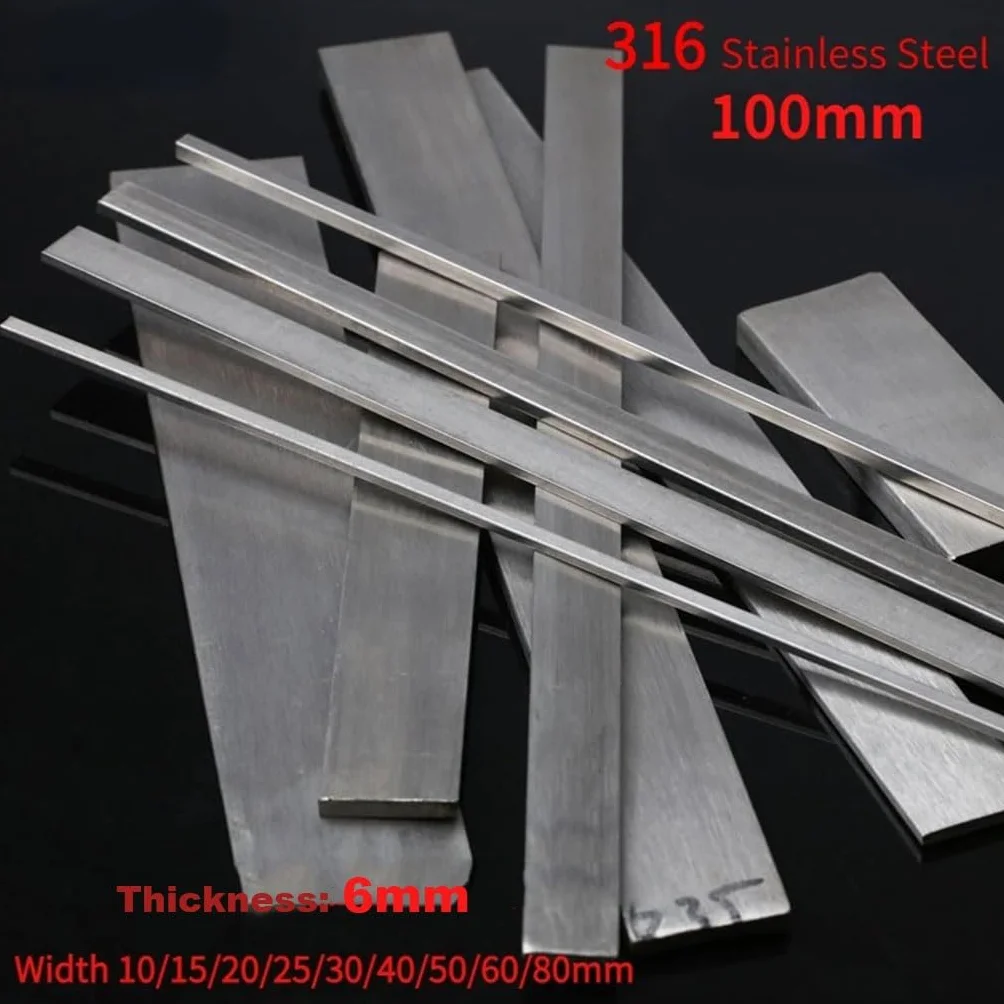 Barra Piatta Acciaio Inossidabile 316 6mm Larghezza 10-80mm Lunghezza 100mm Trafilato a Freddo