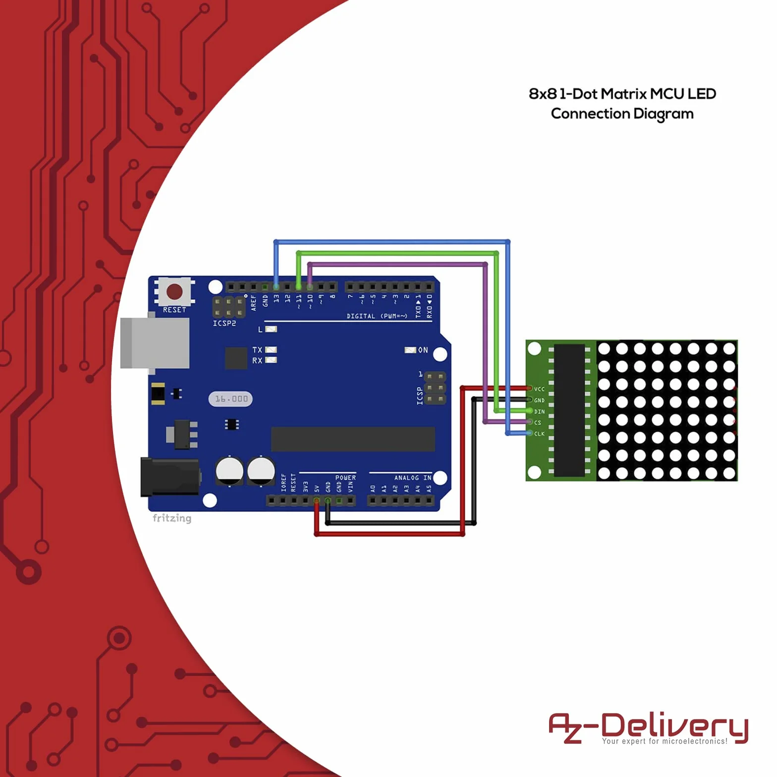 AZDelivery 3 x MAX7219 8x8 Dot Matrix MCU 64 LED Display Module Dispositivo di Visualizzazione compatibile con Arduino incluso un E-Book!
