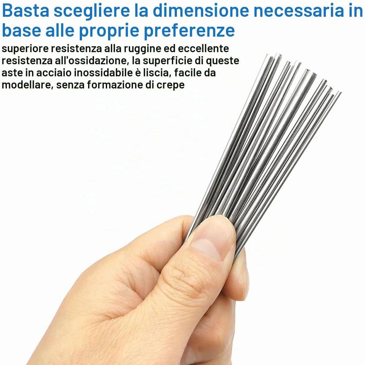 Aste Rotonde Acciaio Inox 304, 6 Misure 1-4 mm x 100 mm, Asta Rotonda in Acciaio Inossidabile