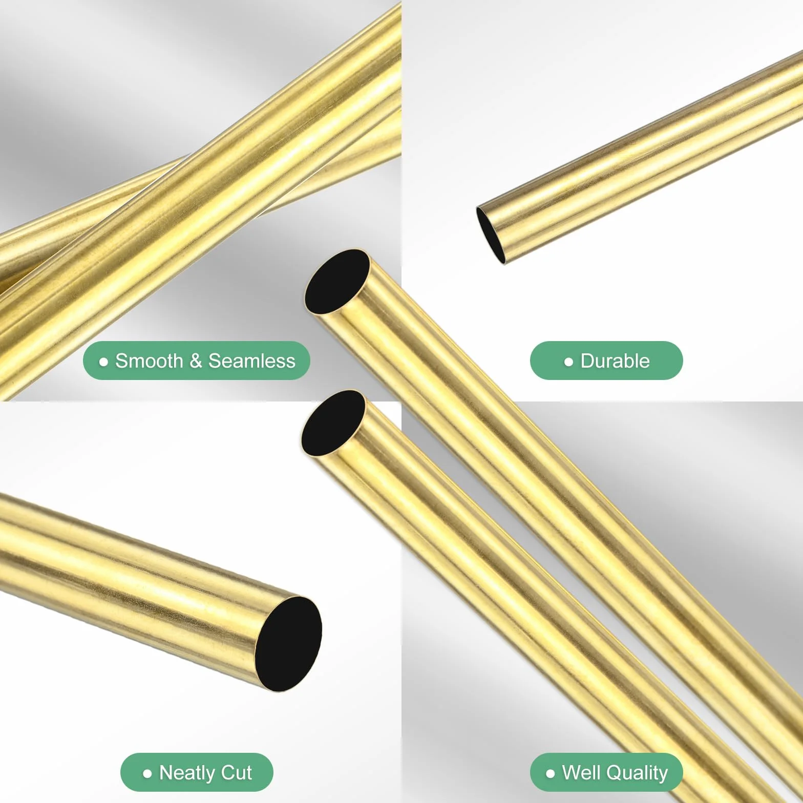 M METERXITY 2-Pz Tubo Rotondo Ottone 300mm 10mm OD Spessore Parete 0.2mm Tubazione Ottone H65 Senza Saldatura Tubo Dritto Metallo