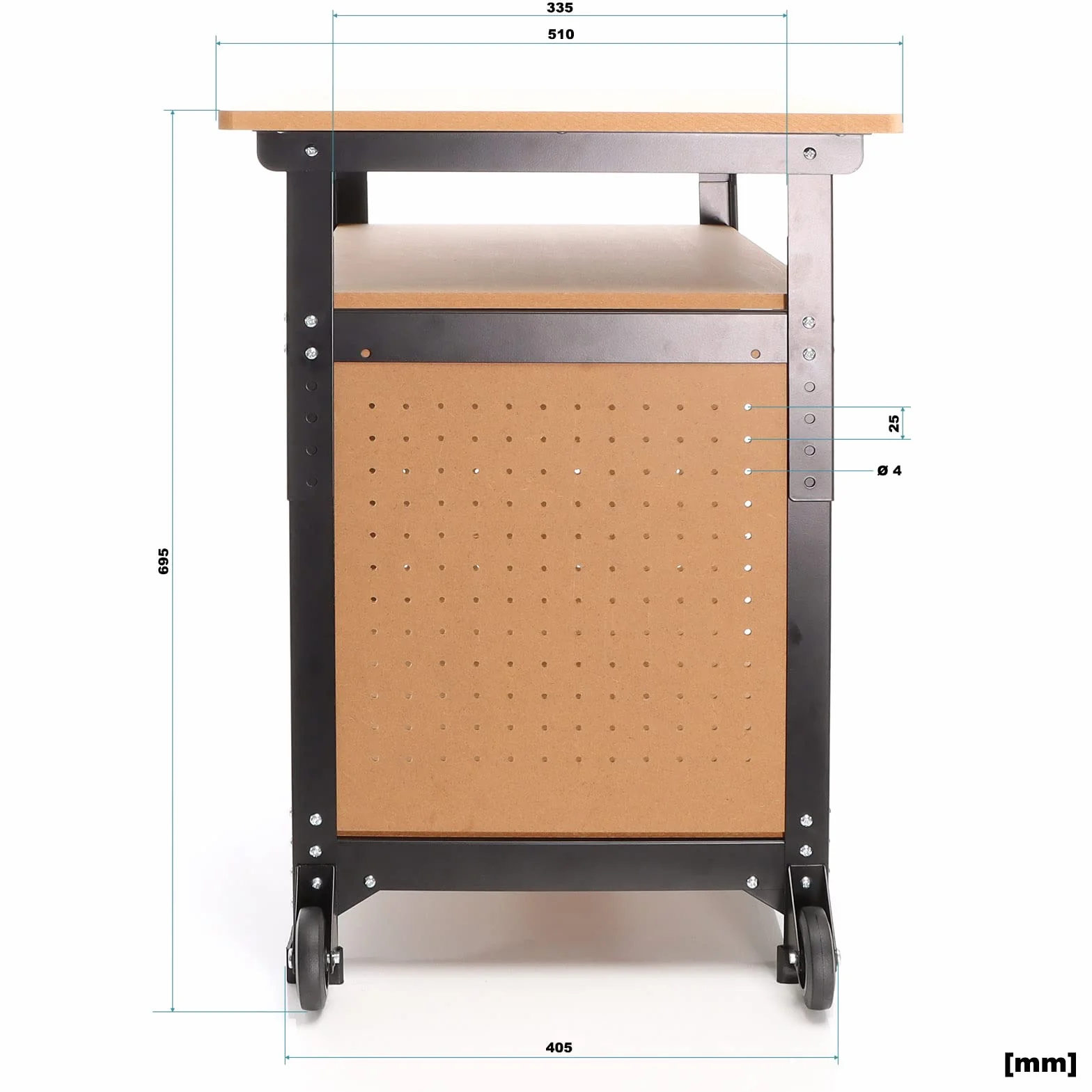 XPOtool Banco da lavoro portatile 68x50x66-82 cm Tavolo da lavoro con altezza regolabile e 2 ripiani