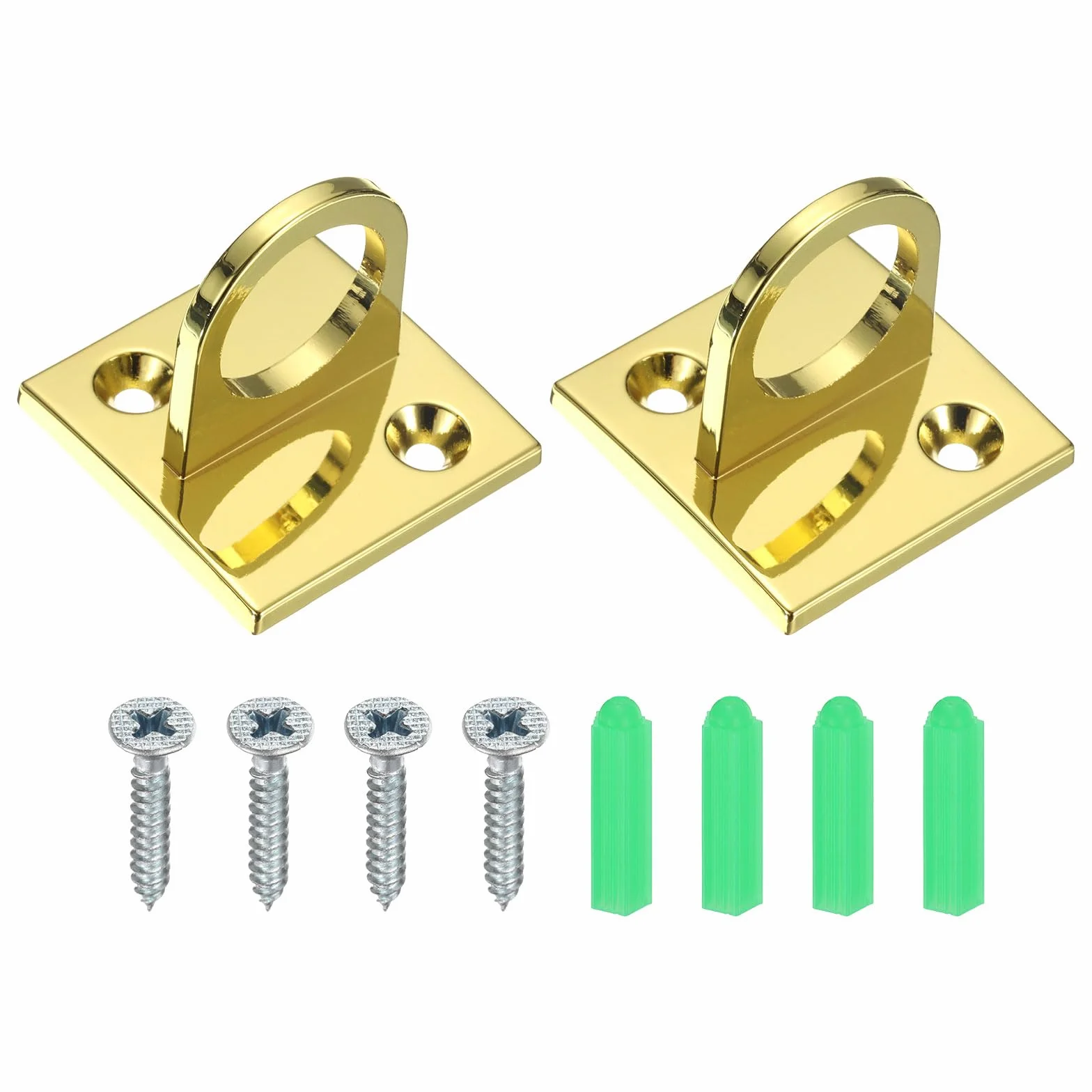 PATIKIL Piastra Occhiello a U, 2 Pezzi Gancio a Soffitto in Metallo con Viti Tubi di Espansione Ring Hardware per Appendere Corde in Barriera di Coda, Dorato