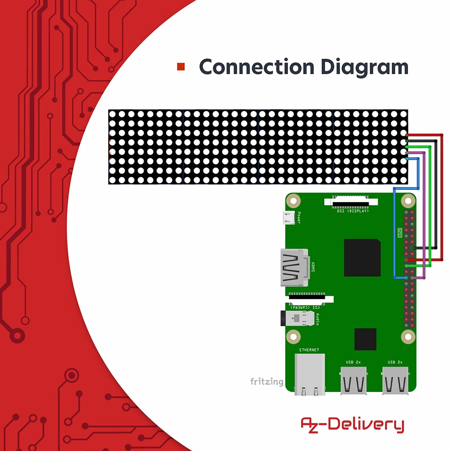AZDelivery AZ-MAX7219 8x32 4 in 1 Dot Matrix LED Display Modulo Display compatibile con Arduino incluso un E-Book!