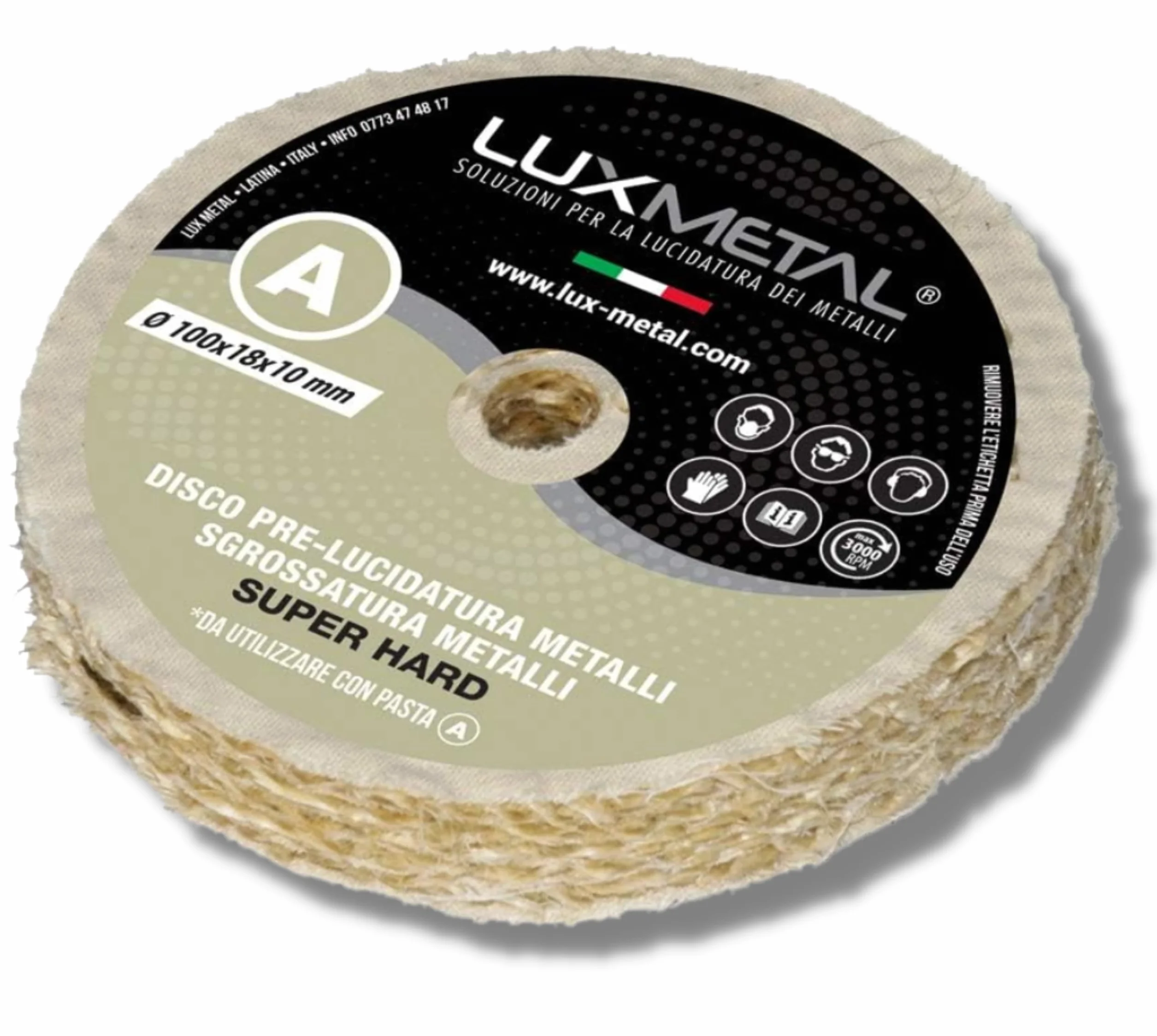 Lux Metal Disco Lucidatura Super Hard 100 mm In Sisal Cotone Dischi Lucidare A Specchio Acciaio Inox Metalli Sgrossatura Alluminio Ruota Lucidante Per Trapano Mola Elimina Graffi Ottone Rame Ferro