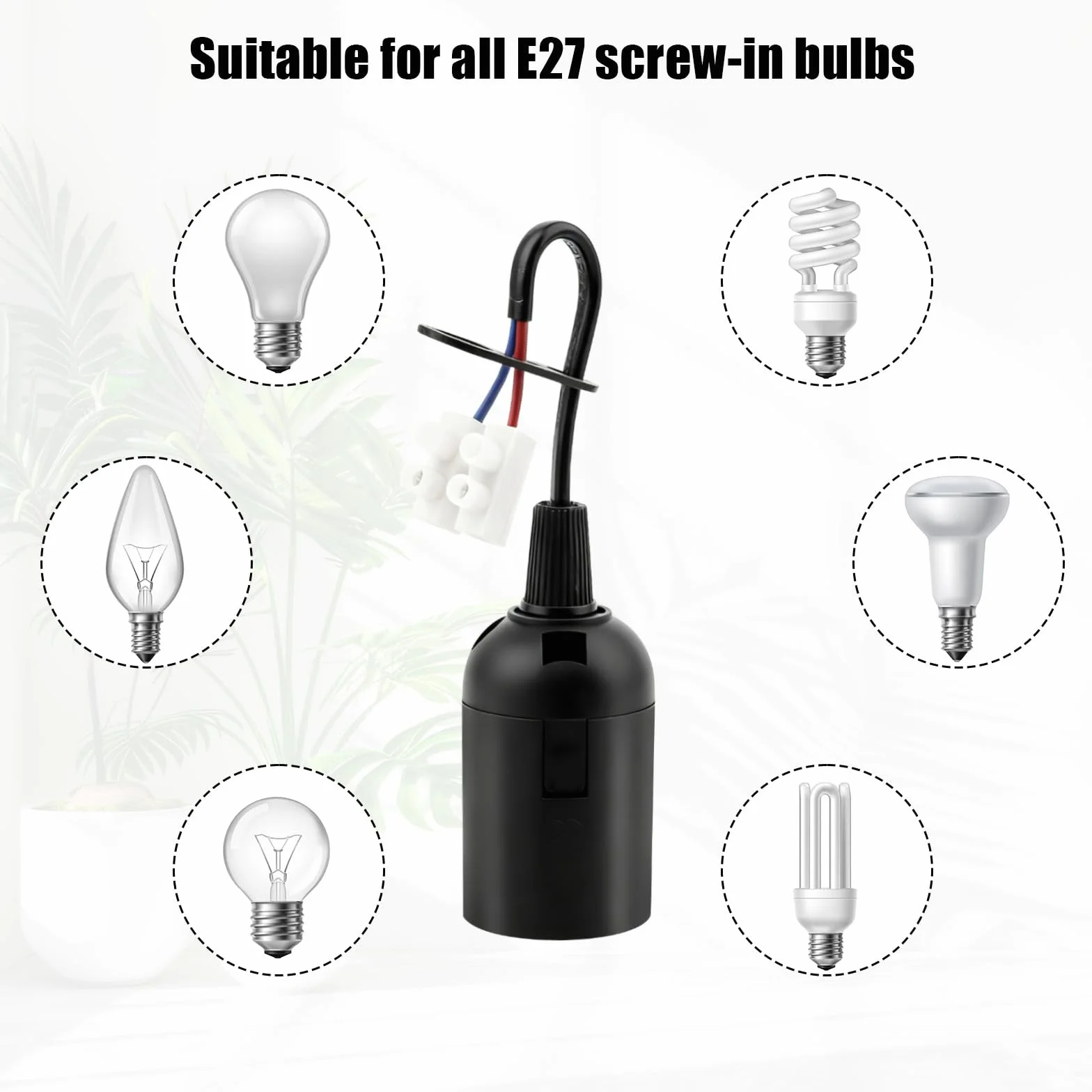10 Pezzi Portalampada E27, Porta Lampada Soffitto, Portalampada con Cavo, Porta Lampada Esterno con Tester Tensione per Cantiere, Lavori, Ristrutturazione, Lampade Sospensione, Cucina, Nero