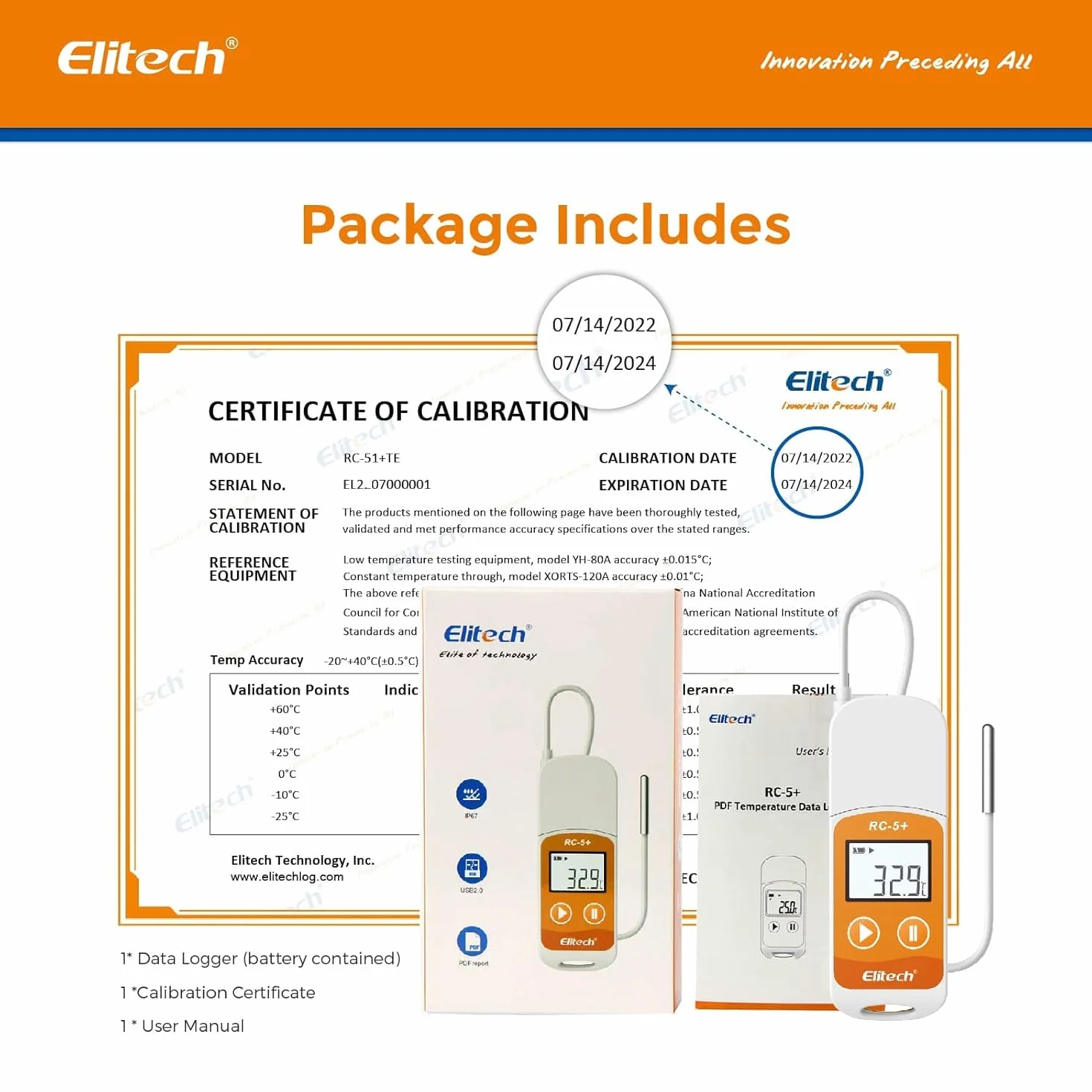 Elitech RC-5+ Rejestrator Temperatury 32000 Punktów USB