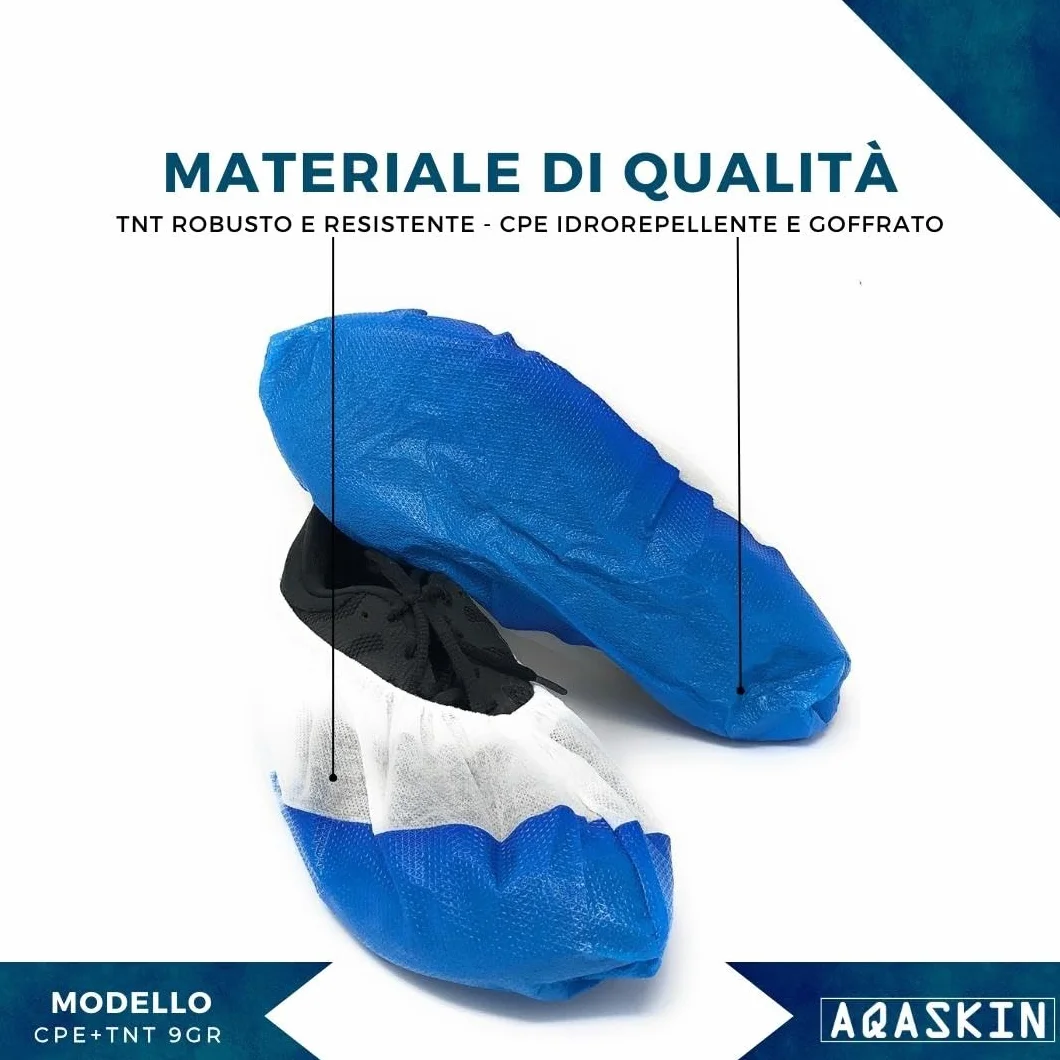 Copriscarpe Monouso Impermeabili Extra Resistenti Suola Goffrata CPE TNT 100 pz