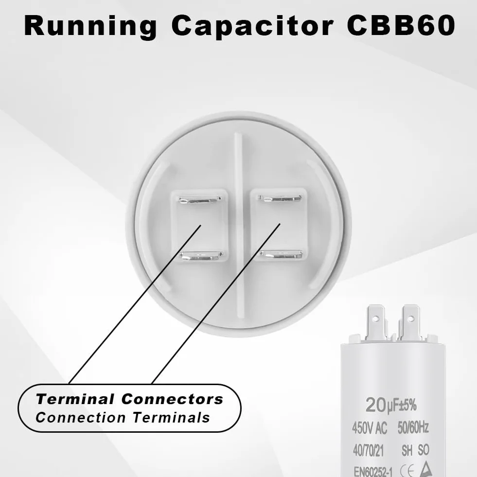 OFFCUP CBB60 Condensatore di Avviamento 20μF 450VAC Motore Elettrico Universale