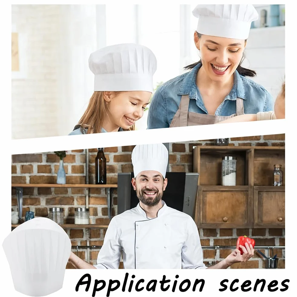 Cappelli da cuoco in tessuto non tessuto bianco 20x29 cm per cucina catering ristoranti