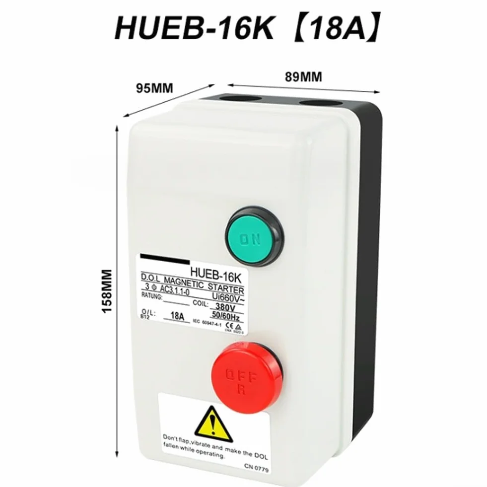 Interruttore di Avviamento Motore Elettrico Magnetico 380V 3 Fasi con Protezione da Sovraccarico e Impermeabile IP55 per l'Uso in Motore e per Sistemi di Compressore (12,5-18A)