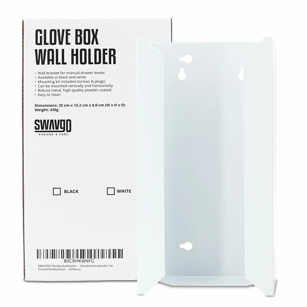 Porta guanti – Dispenser guanti monouso – con supporto a parete (bianco)