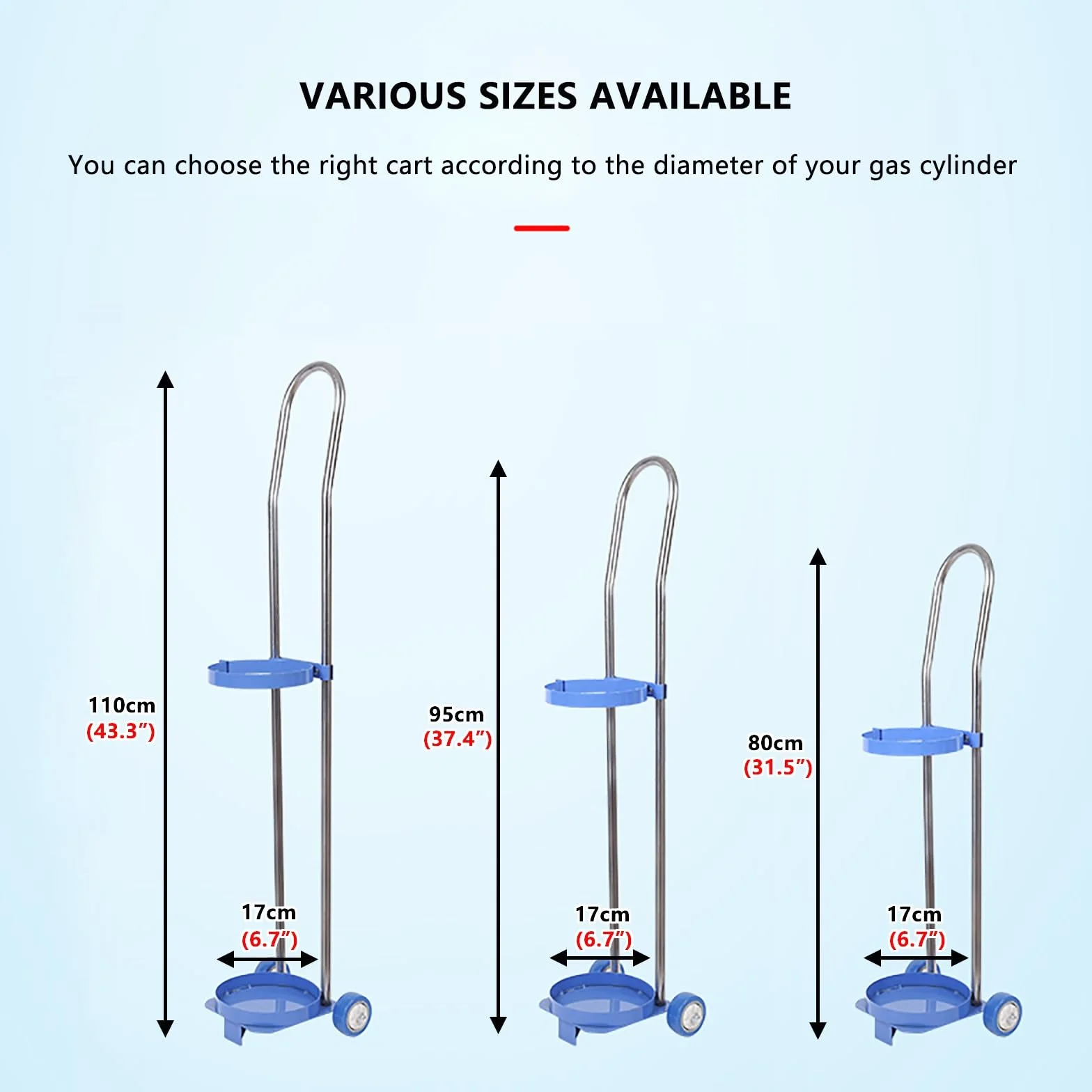 Carrello portabombole Leggero, Carrello for Ossigeno in Acciaio Inox con Ruote, Carrello portabombole Portatile for Uso Industriale, ospedaliero e Domestico(10L/2.6Gal(H 31.5 inch))