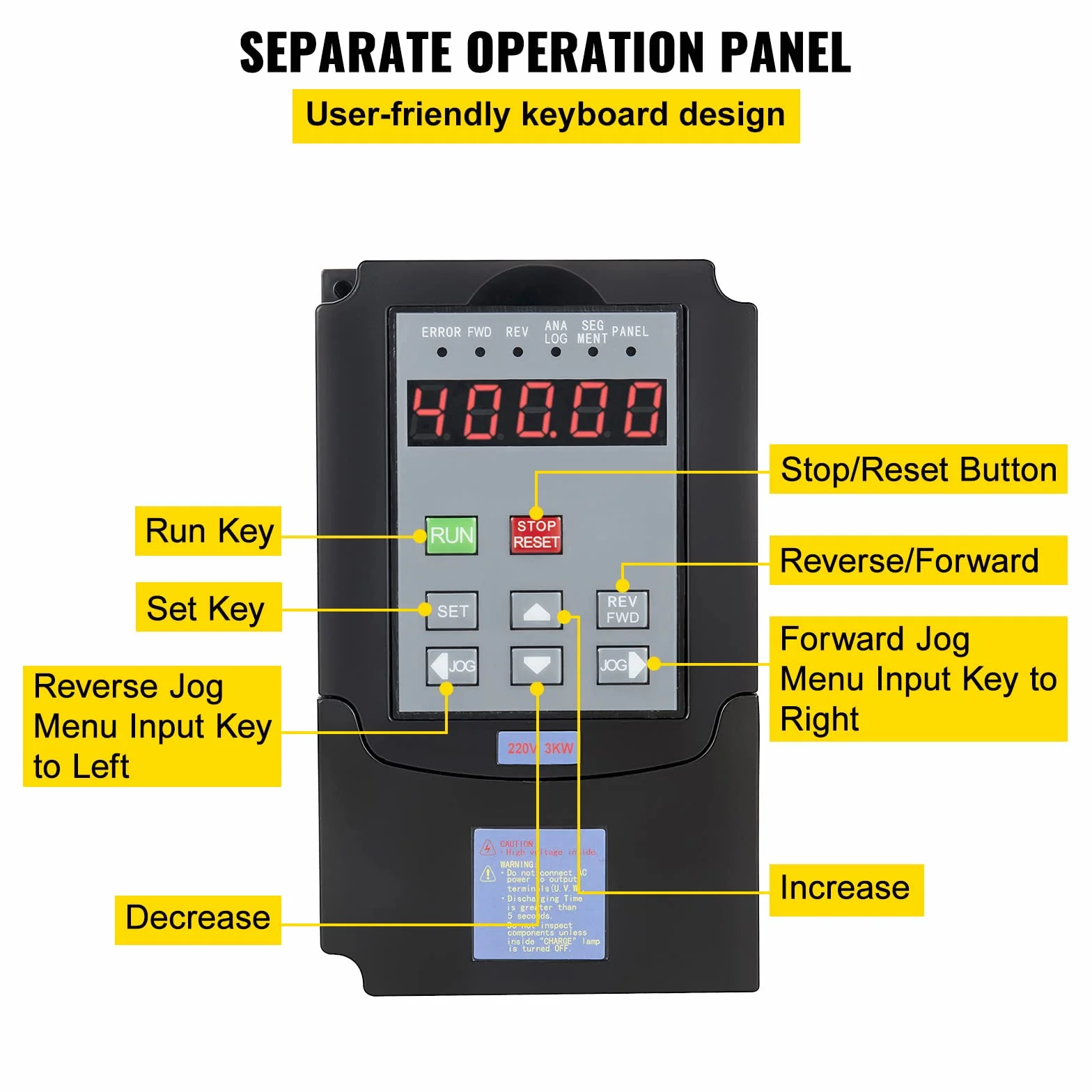 VEVOR Inverter Motore 220V 3KW 4HP Trasformatore Professionale VFD Velocità Controllato Variatore Di Frequenza