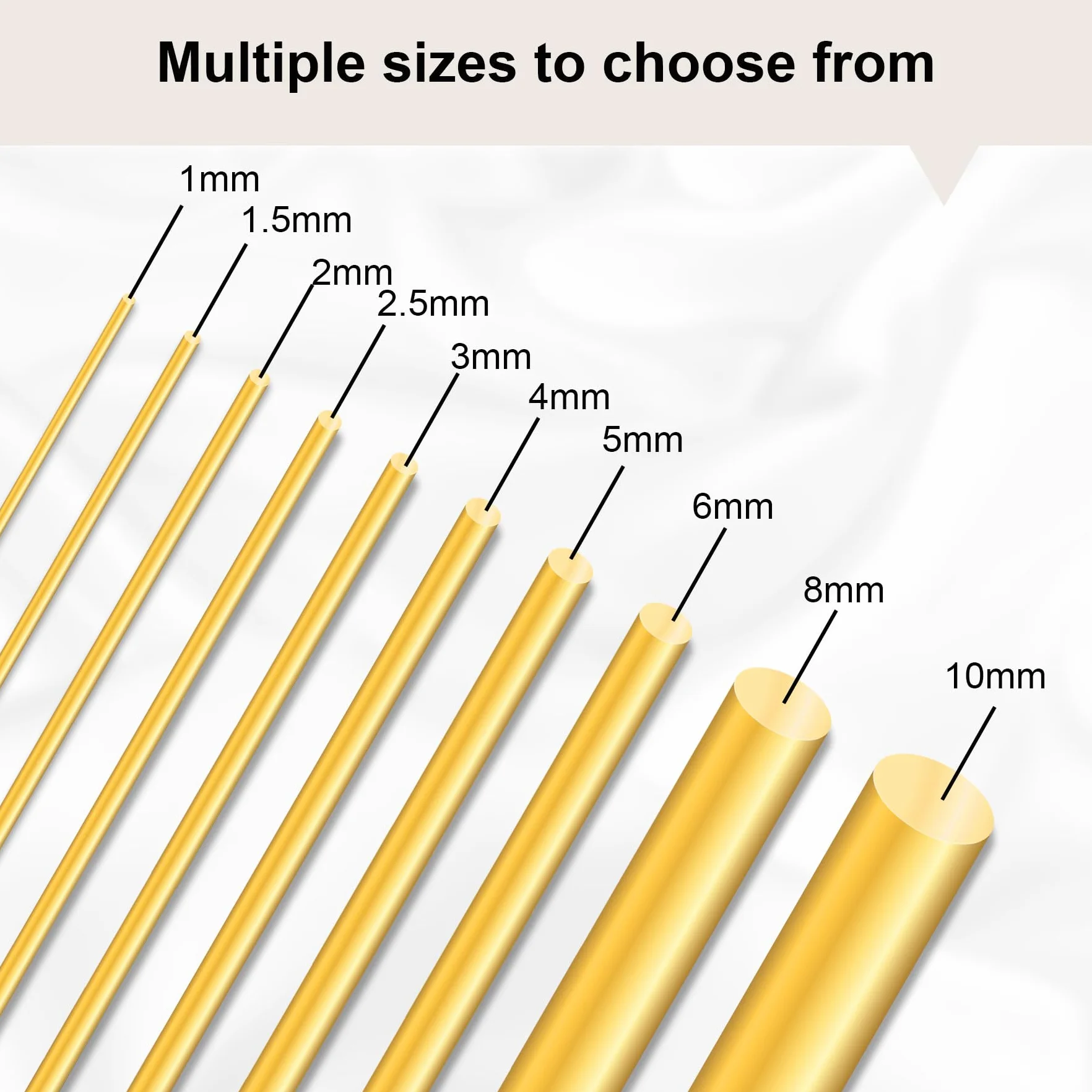 Barra di Ottone 2,5 mm x 250 mm, Barre Tonde in Metallo per Modelli RC, 5 Pezzi