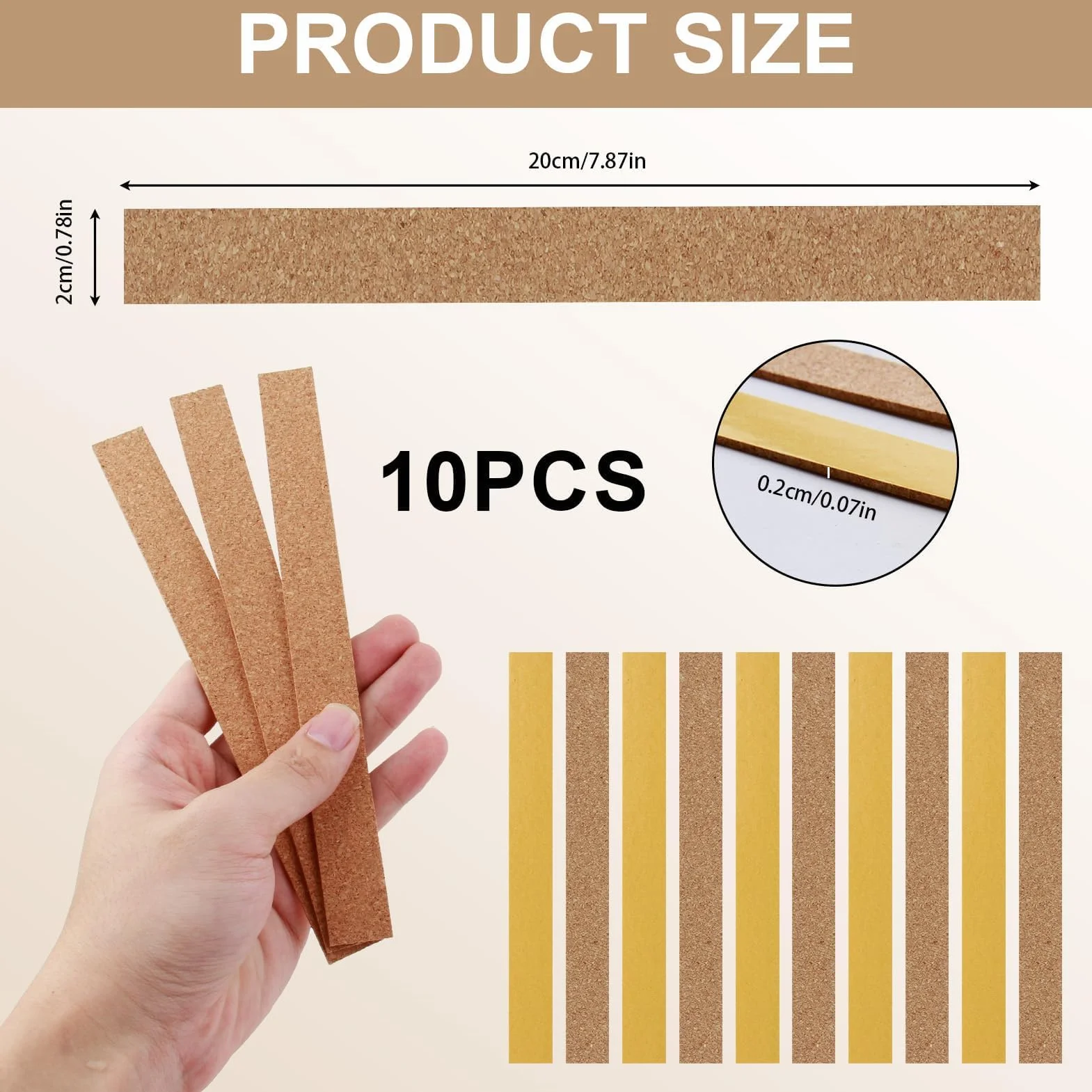 Strisce Autoadesive in Sughero 10 PCS per Cappello