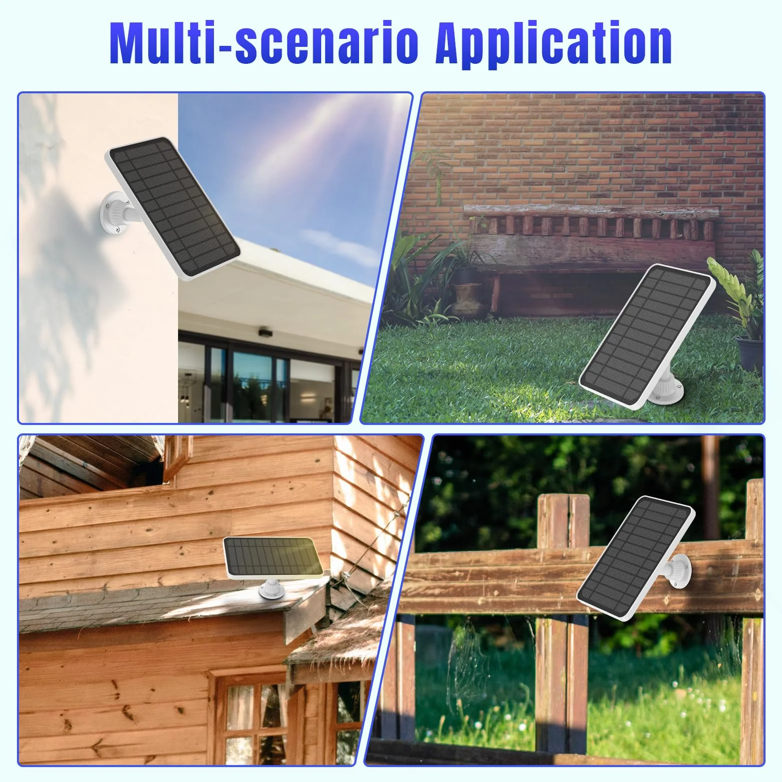 honecumi [1 pezzo] Modulo solare 5 V 5 W per Eufy cam 2C/Eufy 2C Pro/Eufy 2 Pro/Eufy 2/E20/Eufy E40/Eufy E caricatore pannello solare con accessori eufy per pannello solare,supporto regolabile a 360°