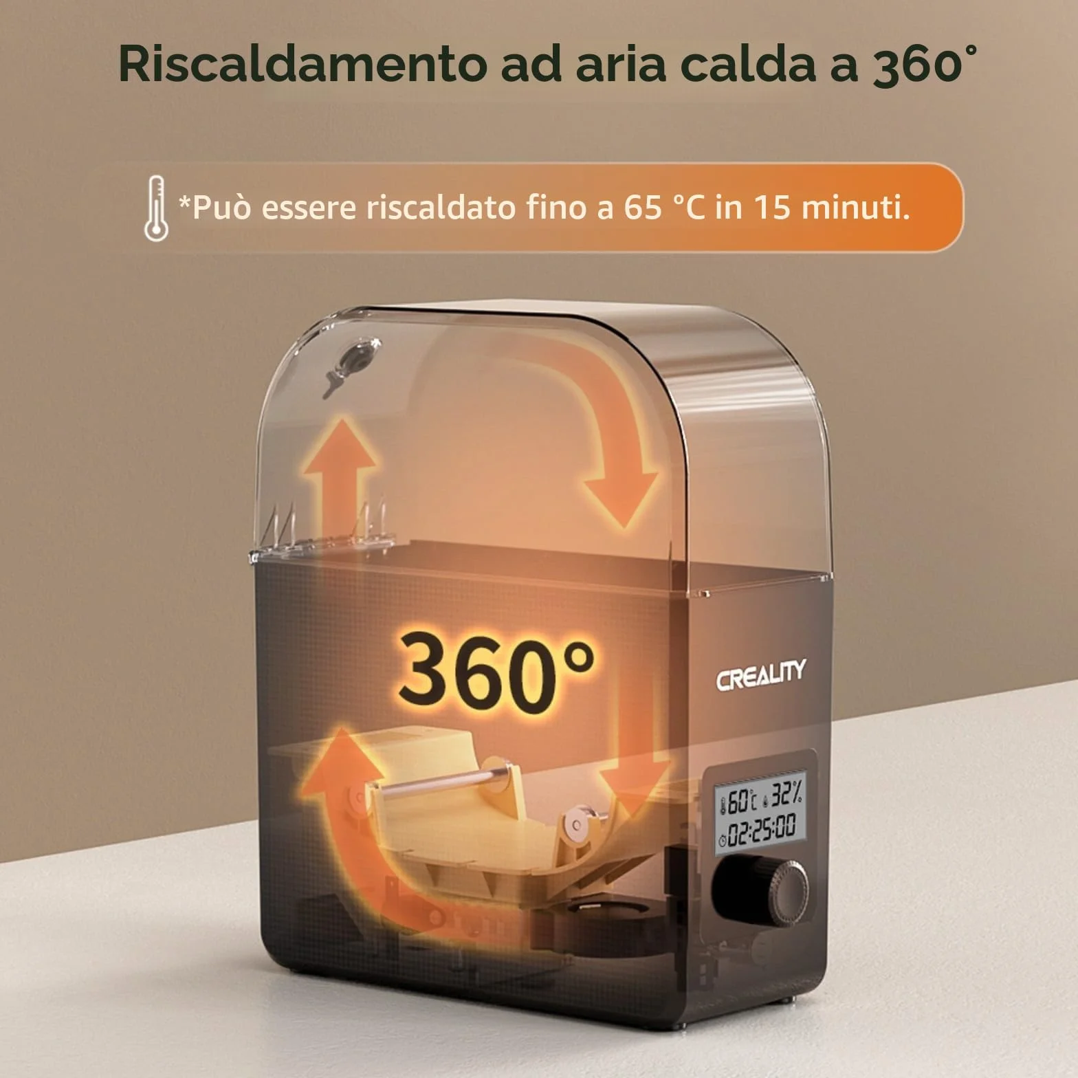 Creality Filament Dryer, Essiccatore Filamento 360° Riscaldamento per PLA PETG ABS TPU 1,75/2,85 mm (Dryer Box Pro)