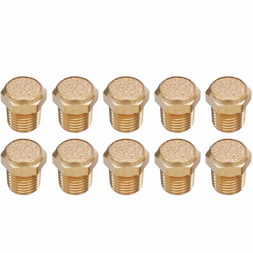 Ottone Pneumatico Silenziatore Aria Raccordo Piatto PT 1/8 10Pcs