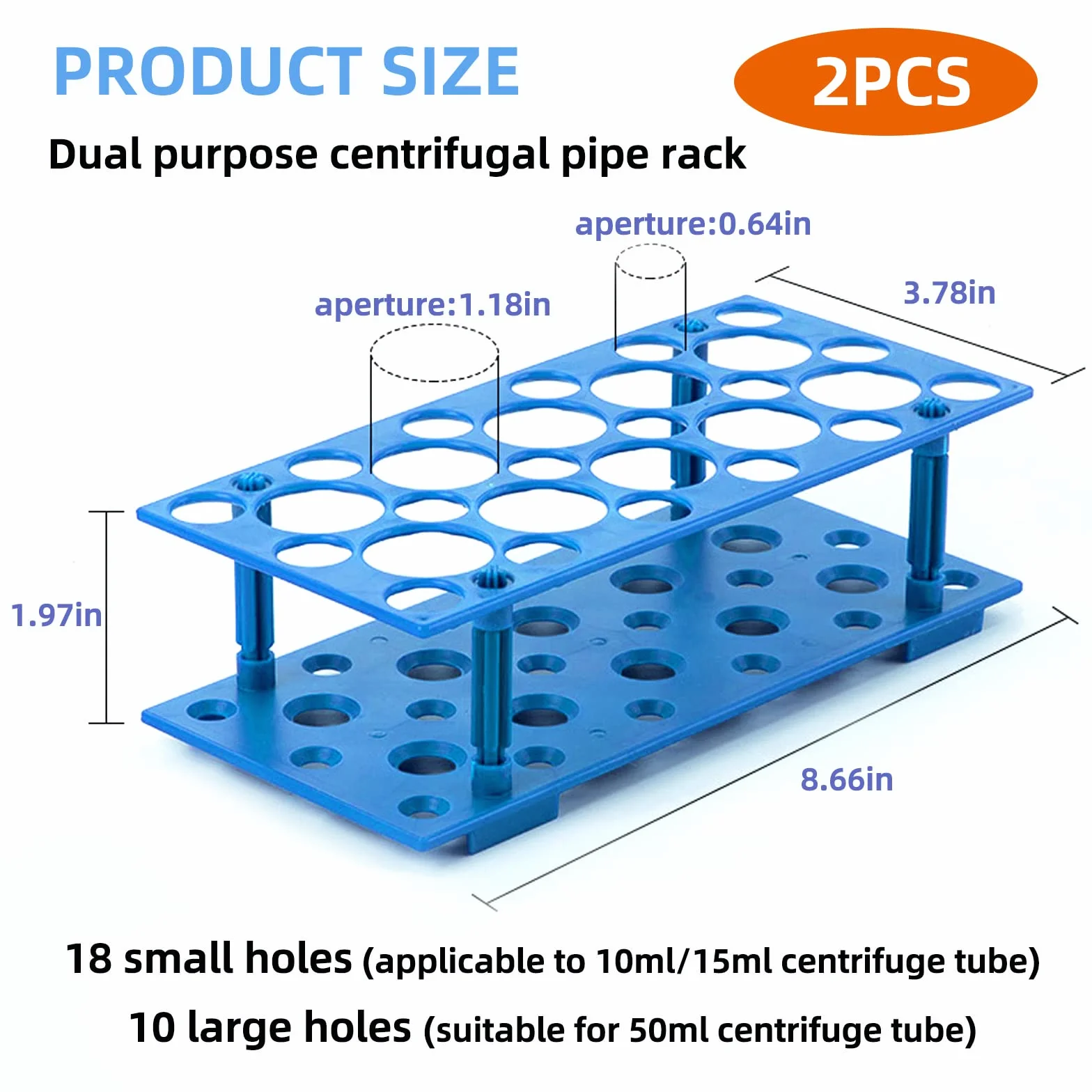 Supporto per Provetta Set 2 Porta Provetta in Plastica, Rack Smontabile Polipropilene 10 ml 15 ml 50 ml