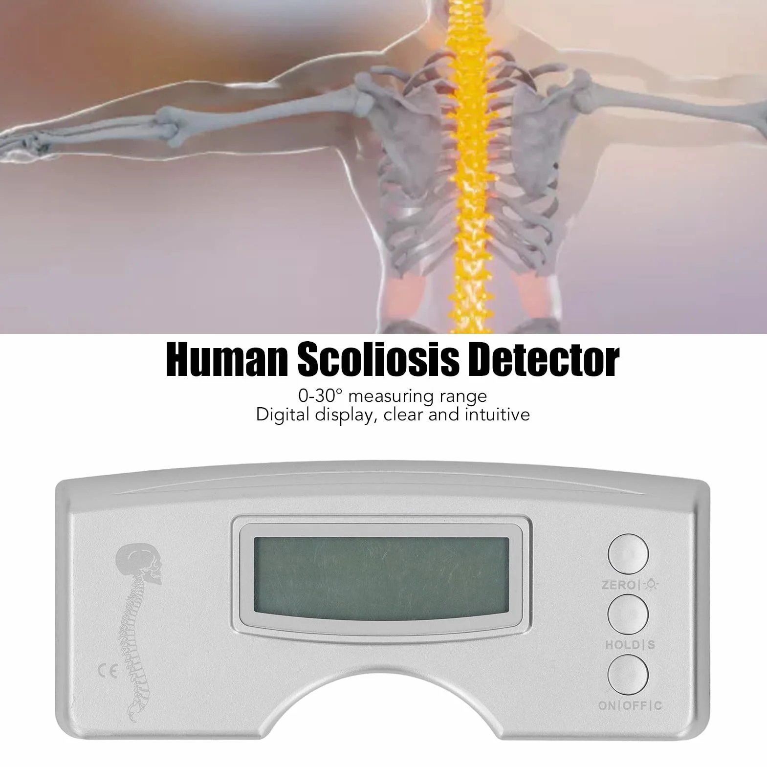 Scoliometro digitale 0-30 gradi custodia ABS alta precisione per scoliosi
