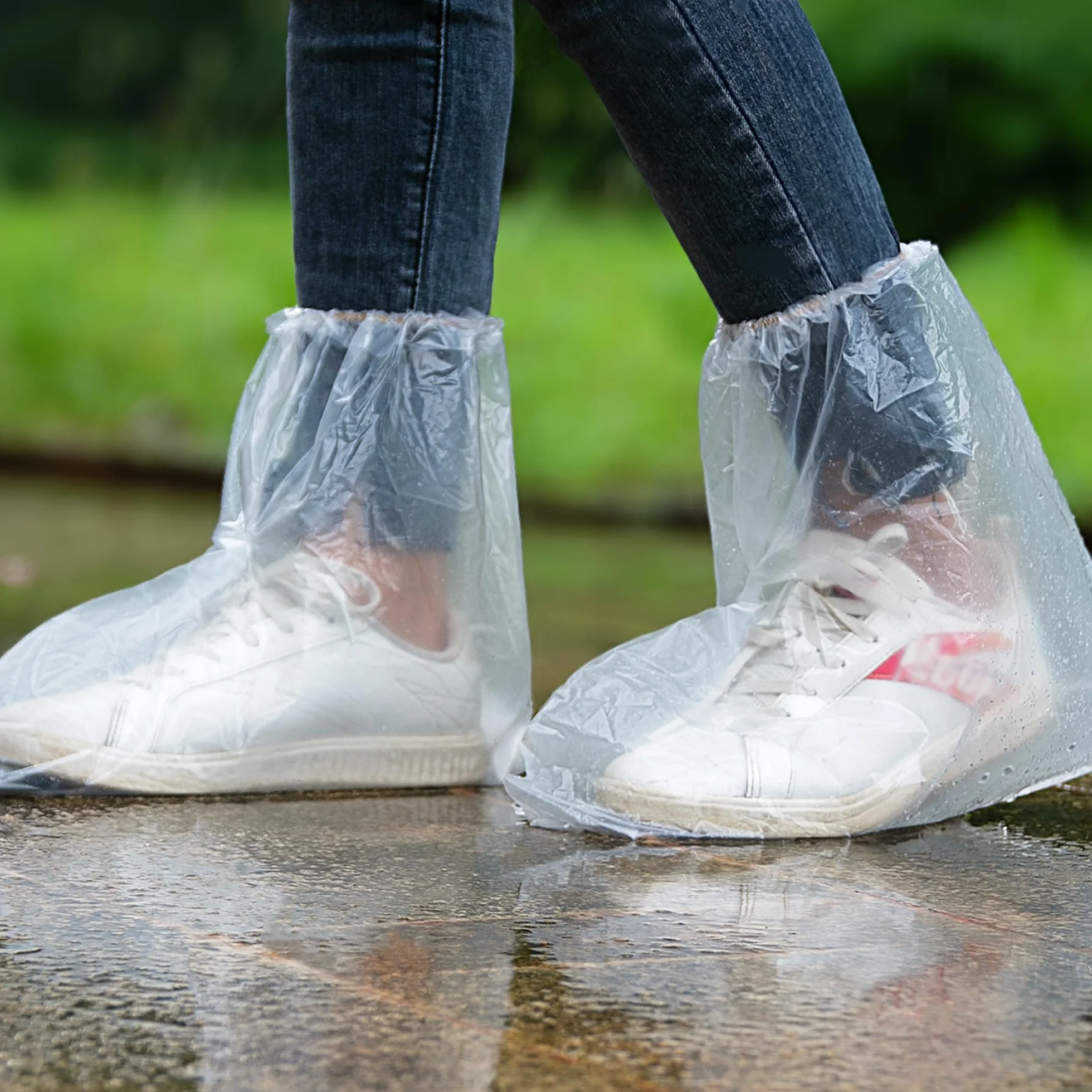 Copriscarpe Impermeabili Monouso Antiscivolo Trasparenti con Elastico per Pioggia Uomo Donna