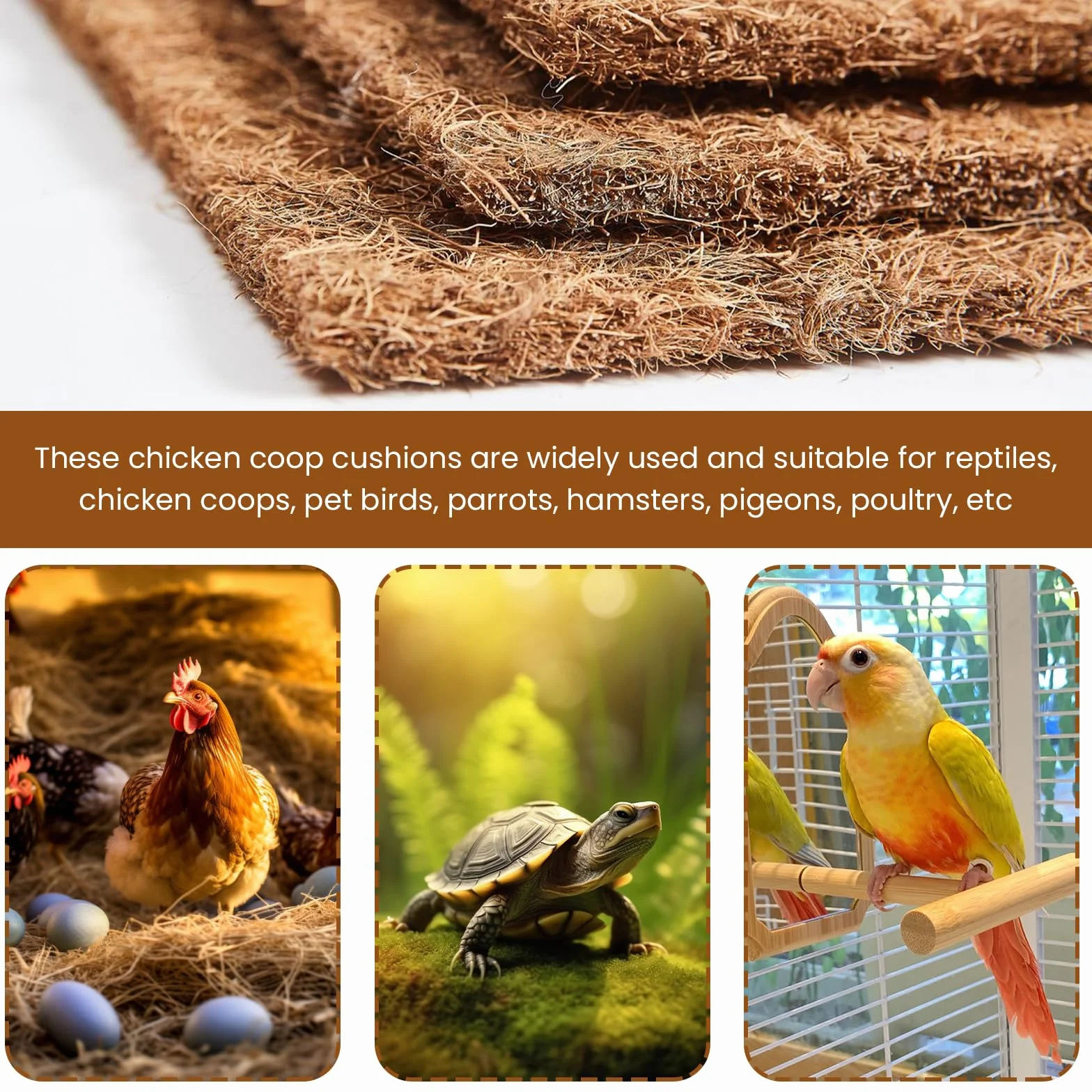 Cuscinetti per Nidi di Galline 30x30 cm 10 Pezzi Riutilizzabili Compostaggio