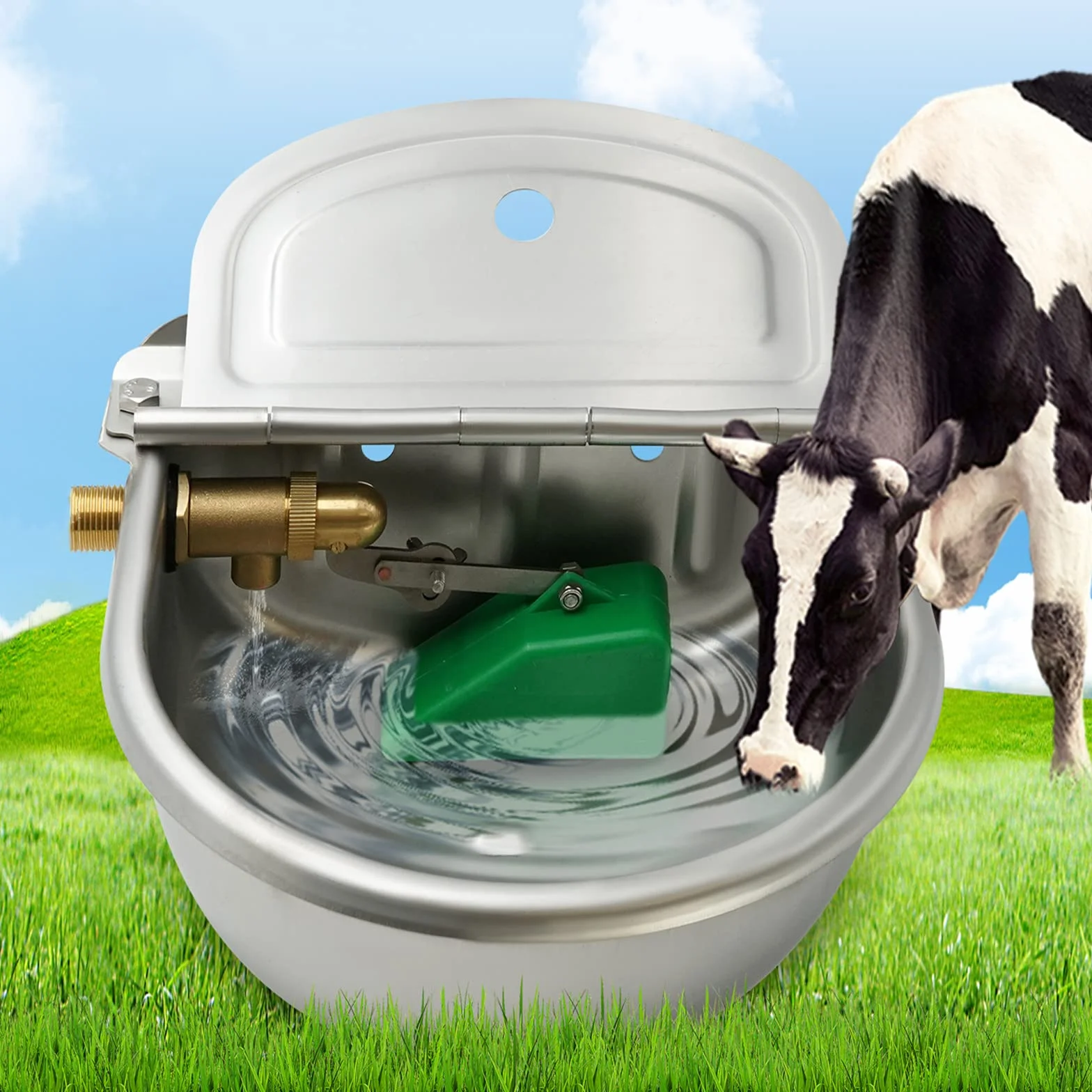 Abbeveratoio automatico in acciaio inox con valvola galleggiante per cani, cavalli, capre, pecore